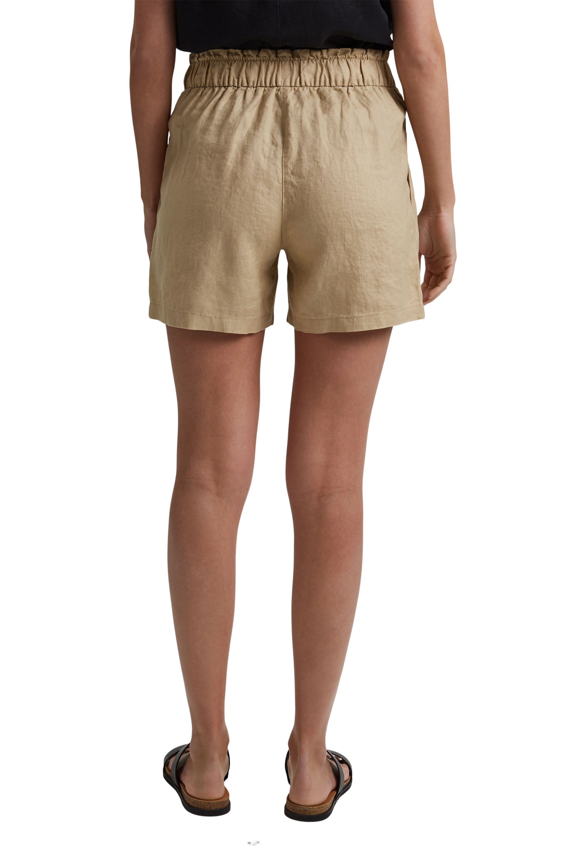 Aus 100% Leinen: Shorts mit Paperbag-Bund