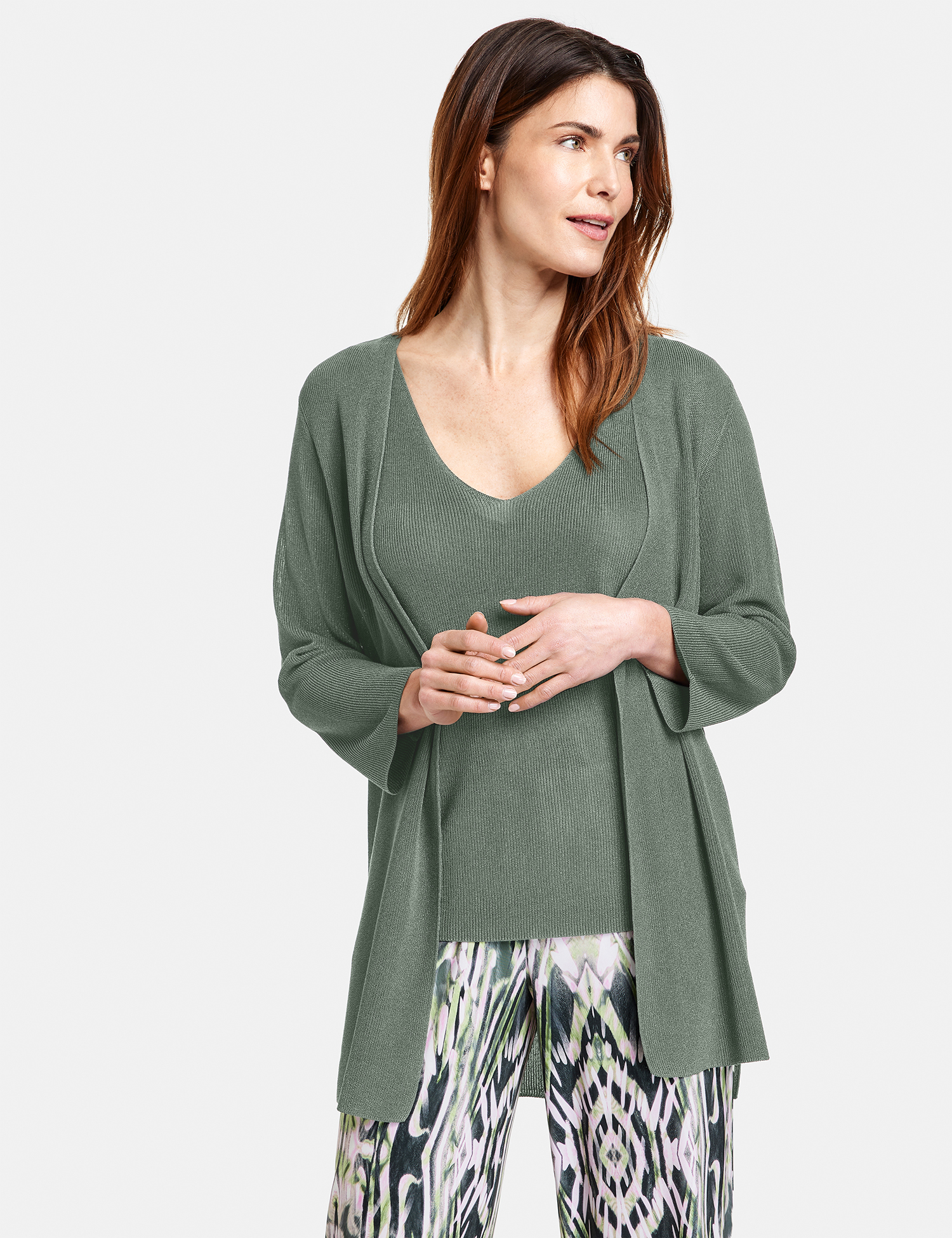 Offene Strickjacke in Rippstrick