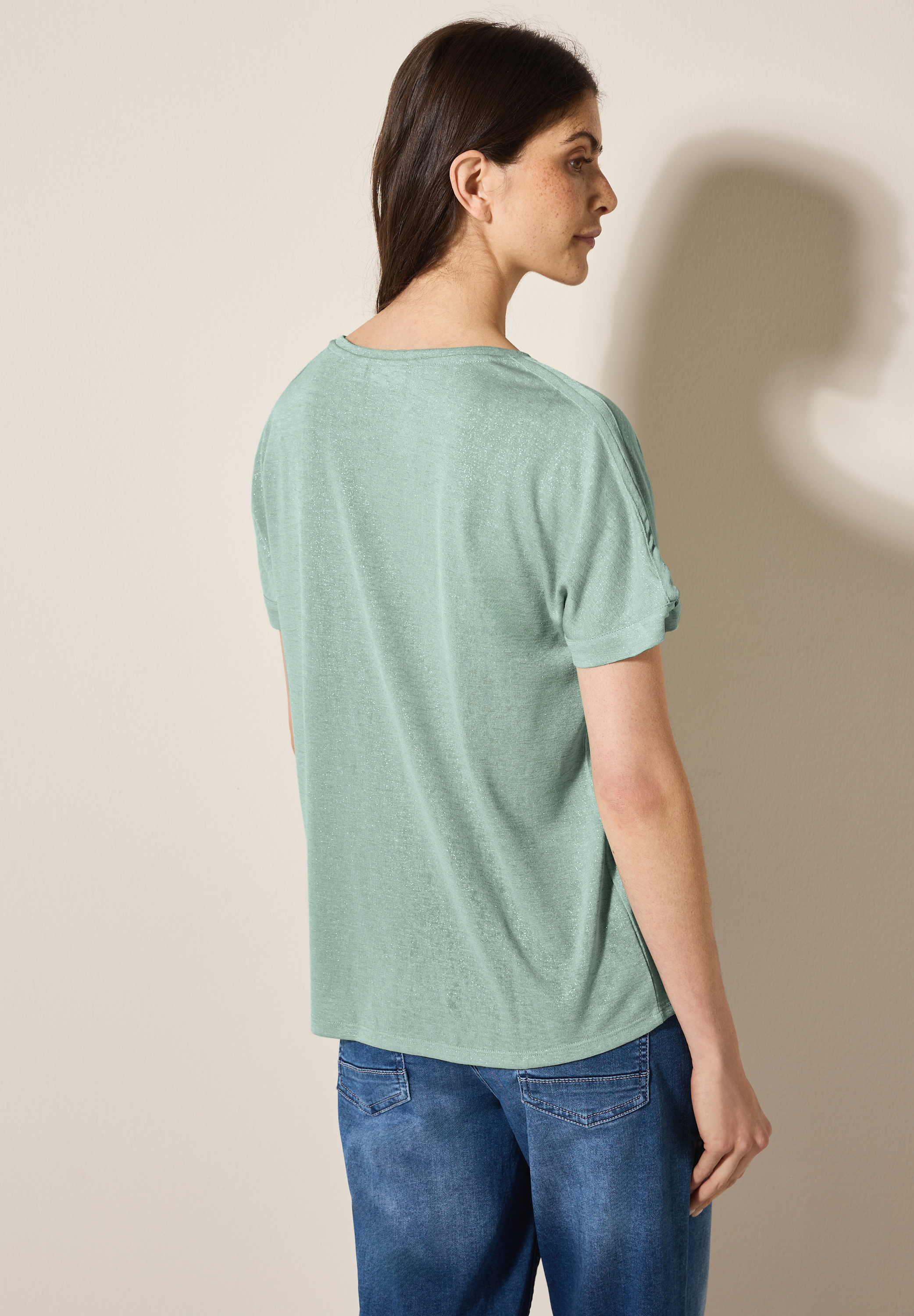Leinen-Look Glitzer-Shirt