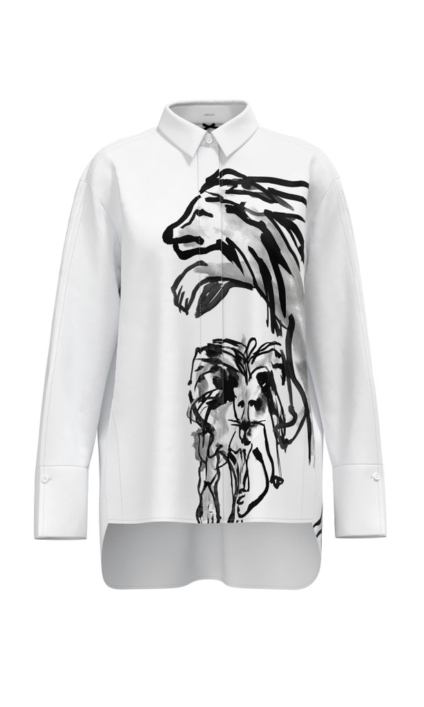 Baumwollbluse mit Lion-Print