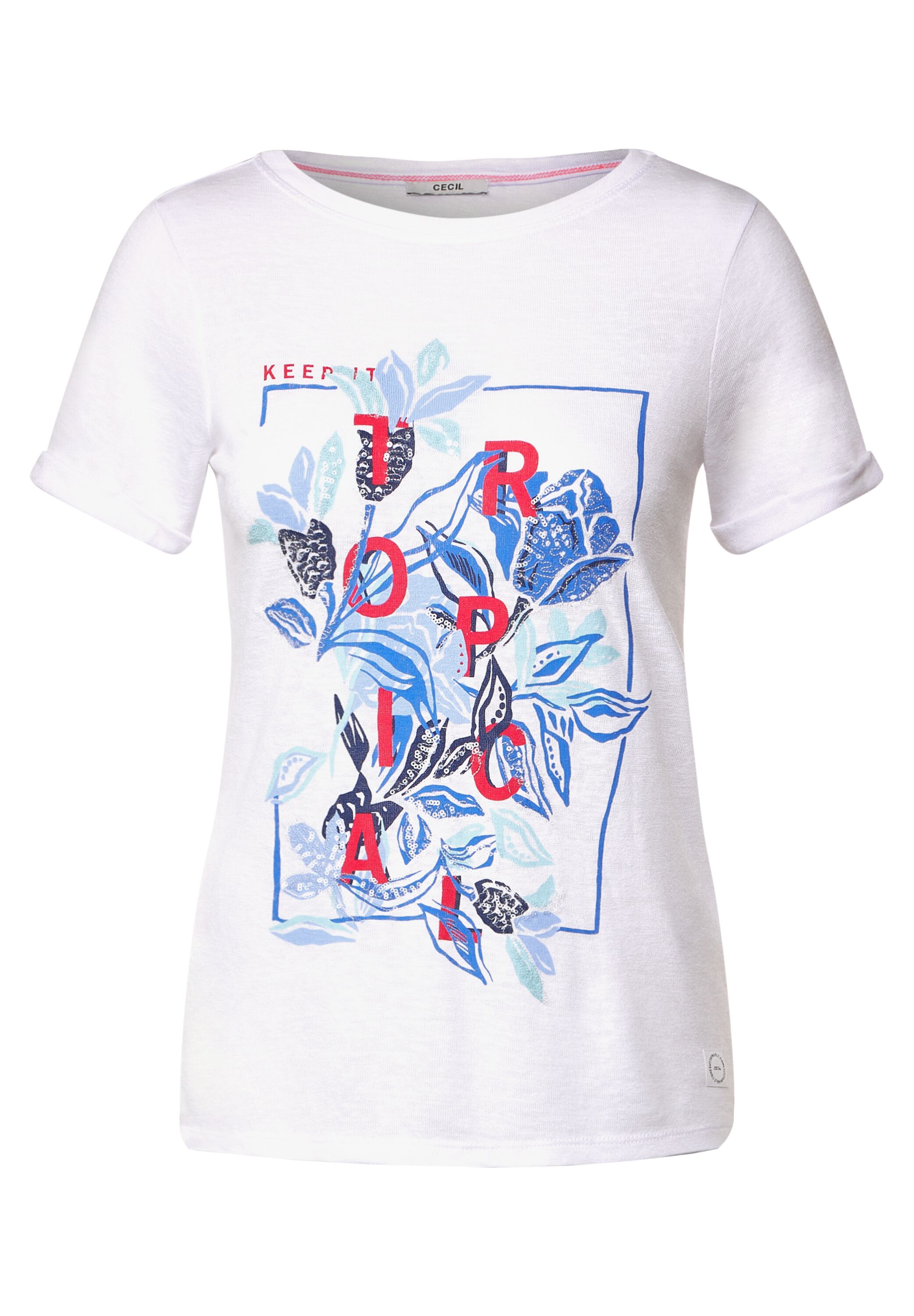 Printshirt in Leinenoptik