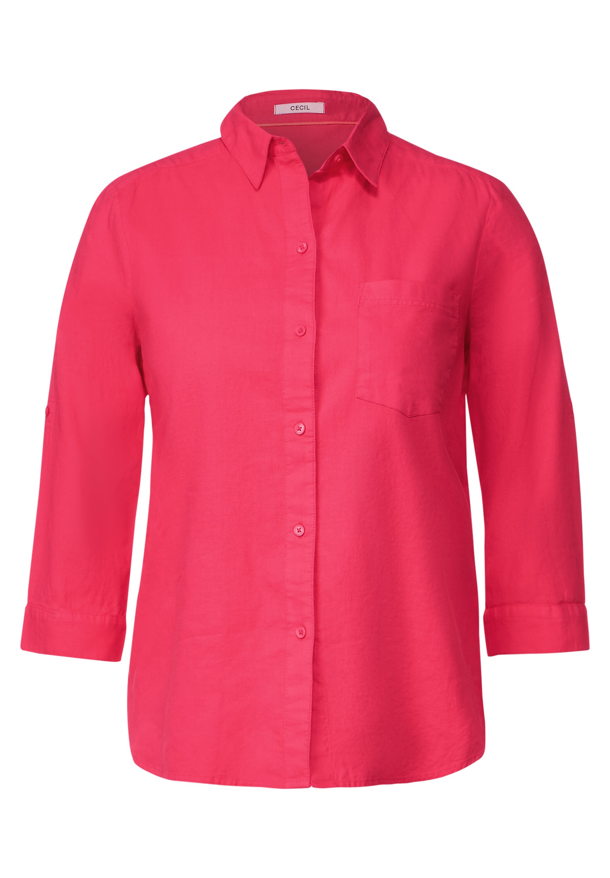 Unifarbene Leinenmix Bluse