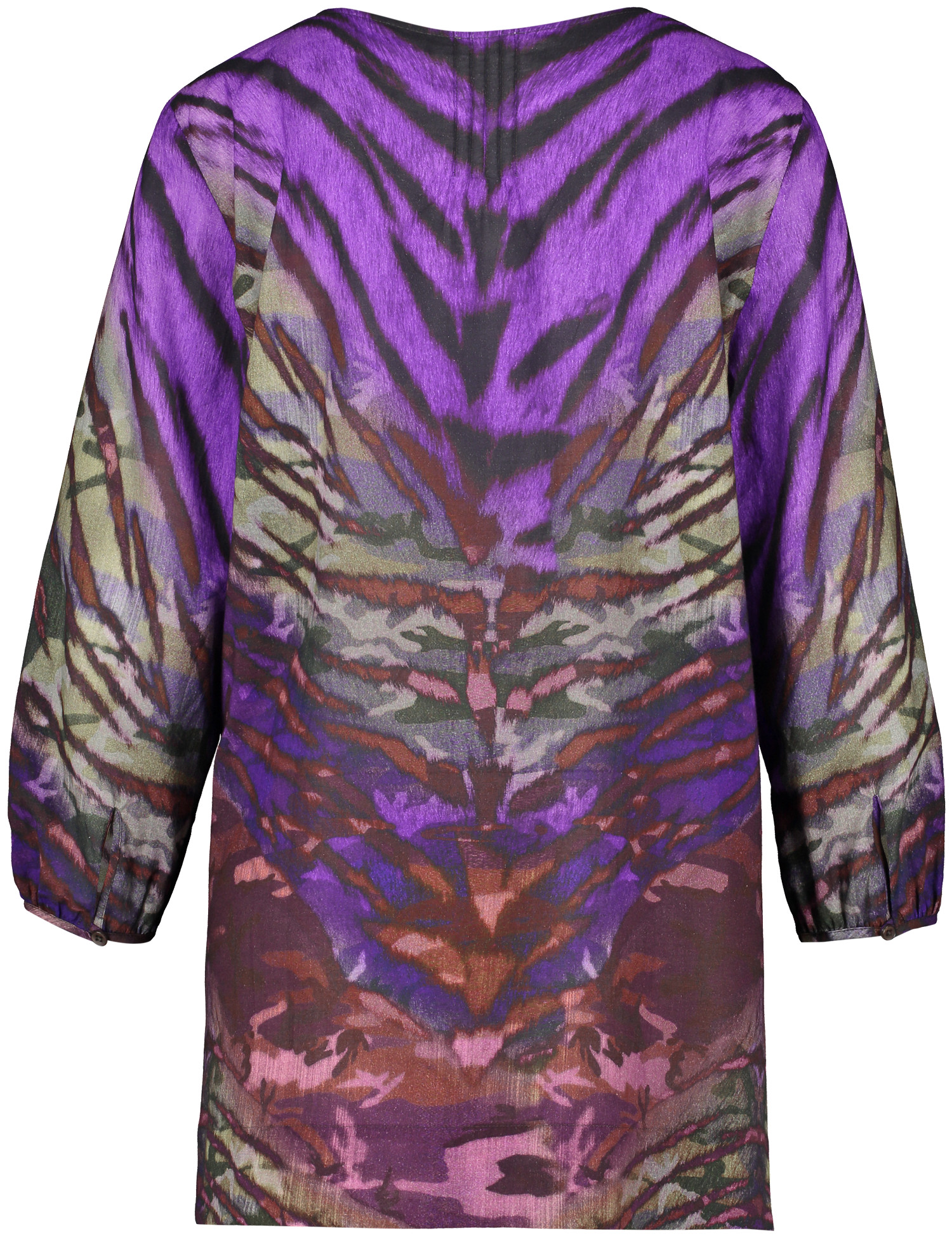 Gemusterte Longbluse mit Biesen