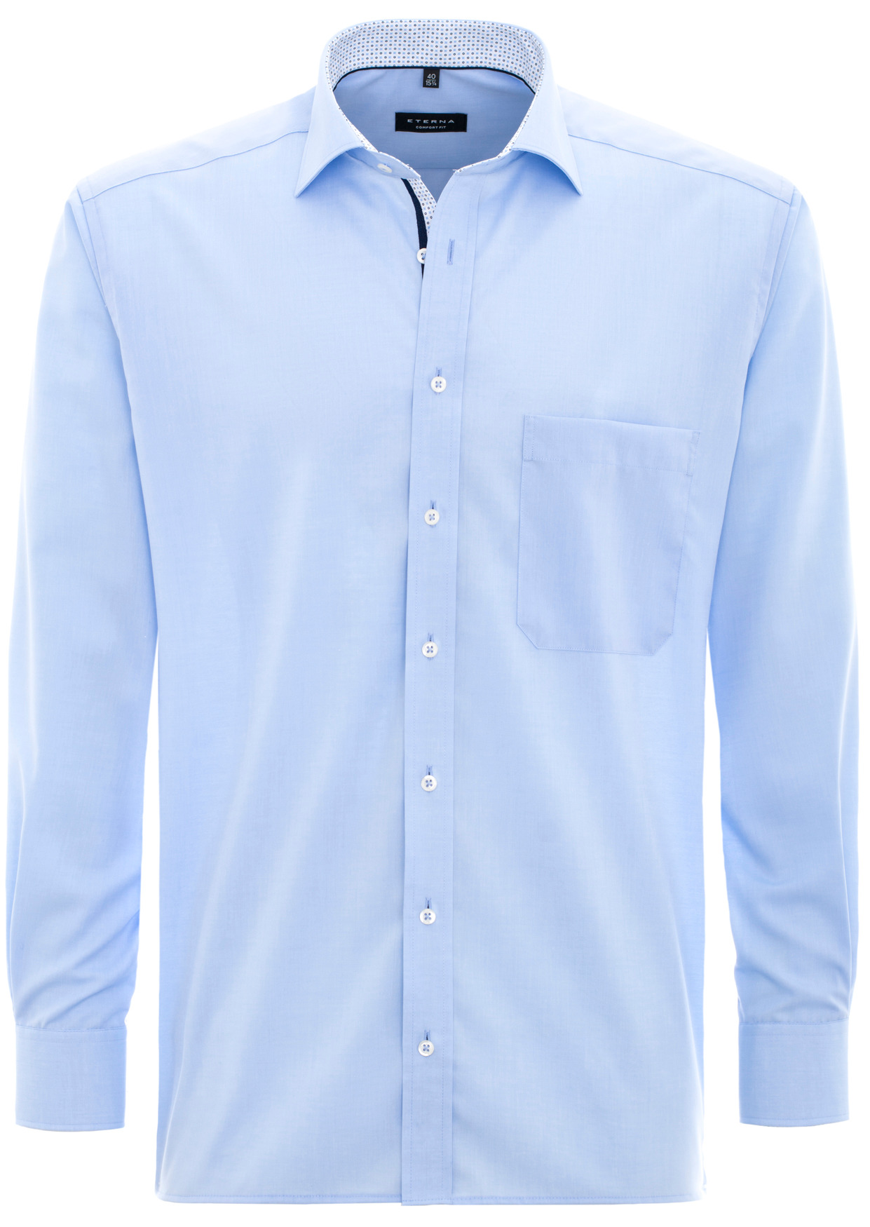 ETERNA COMFORT FIT LANGARMHEMD CHAMBRAY HELLBLAU