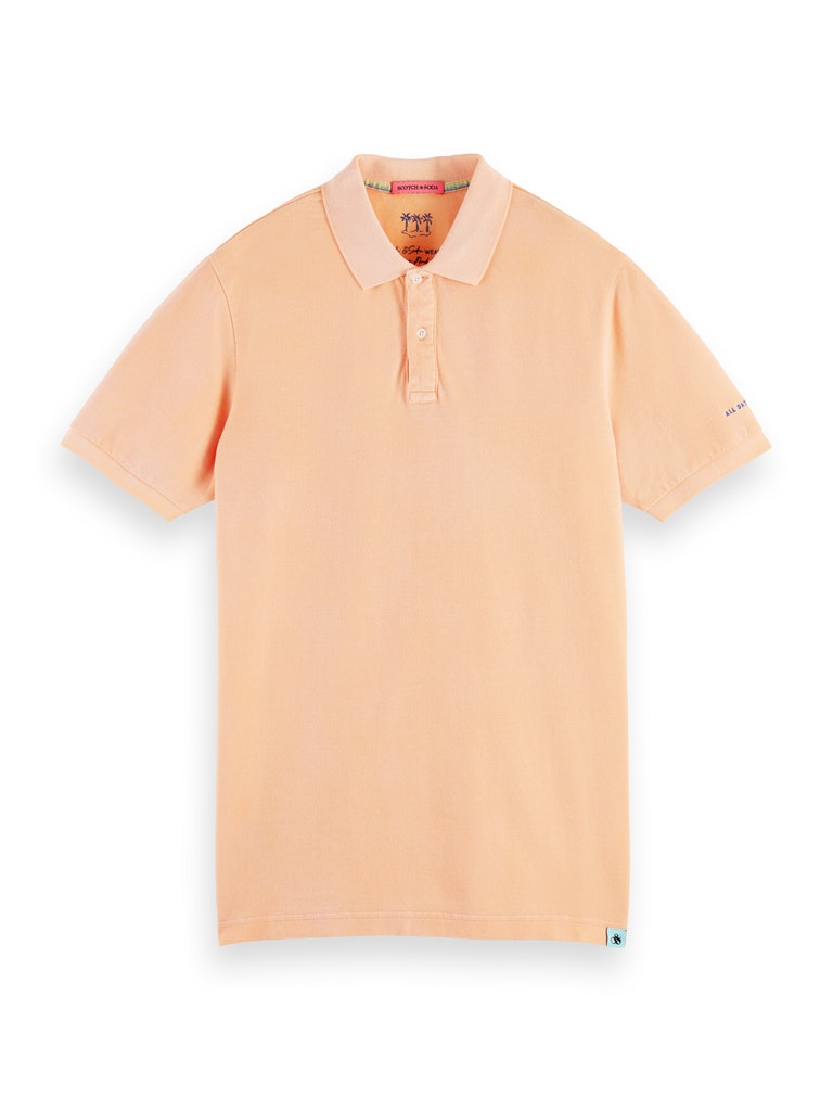 Garment-dyed washed pique polo in O