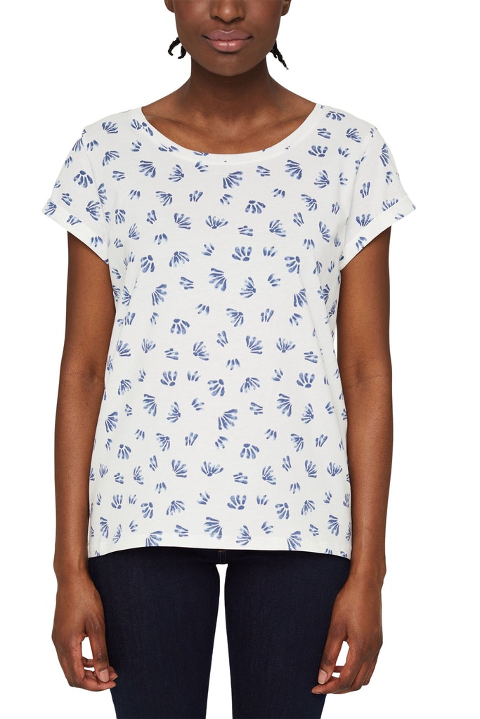 T-Shirt mit Blätter-Print, 100% Bio-Baumwolle