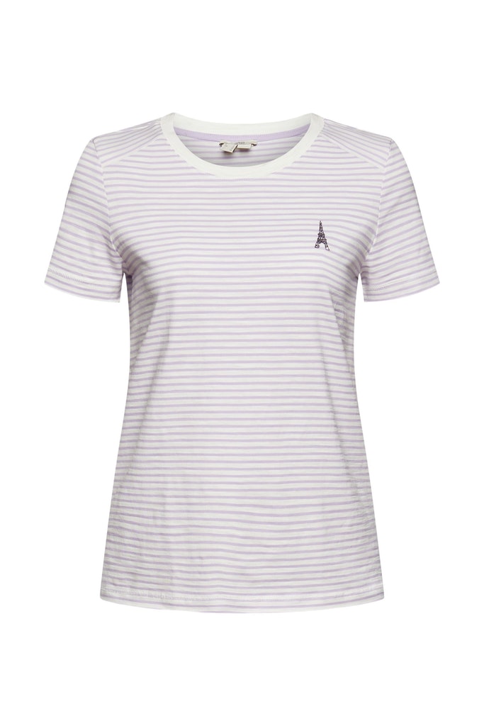 Gestreiftes T-Shirt mit gesticktem Motiv