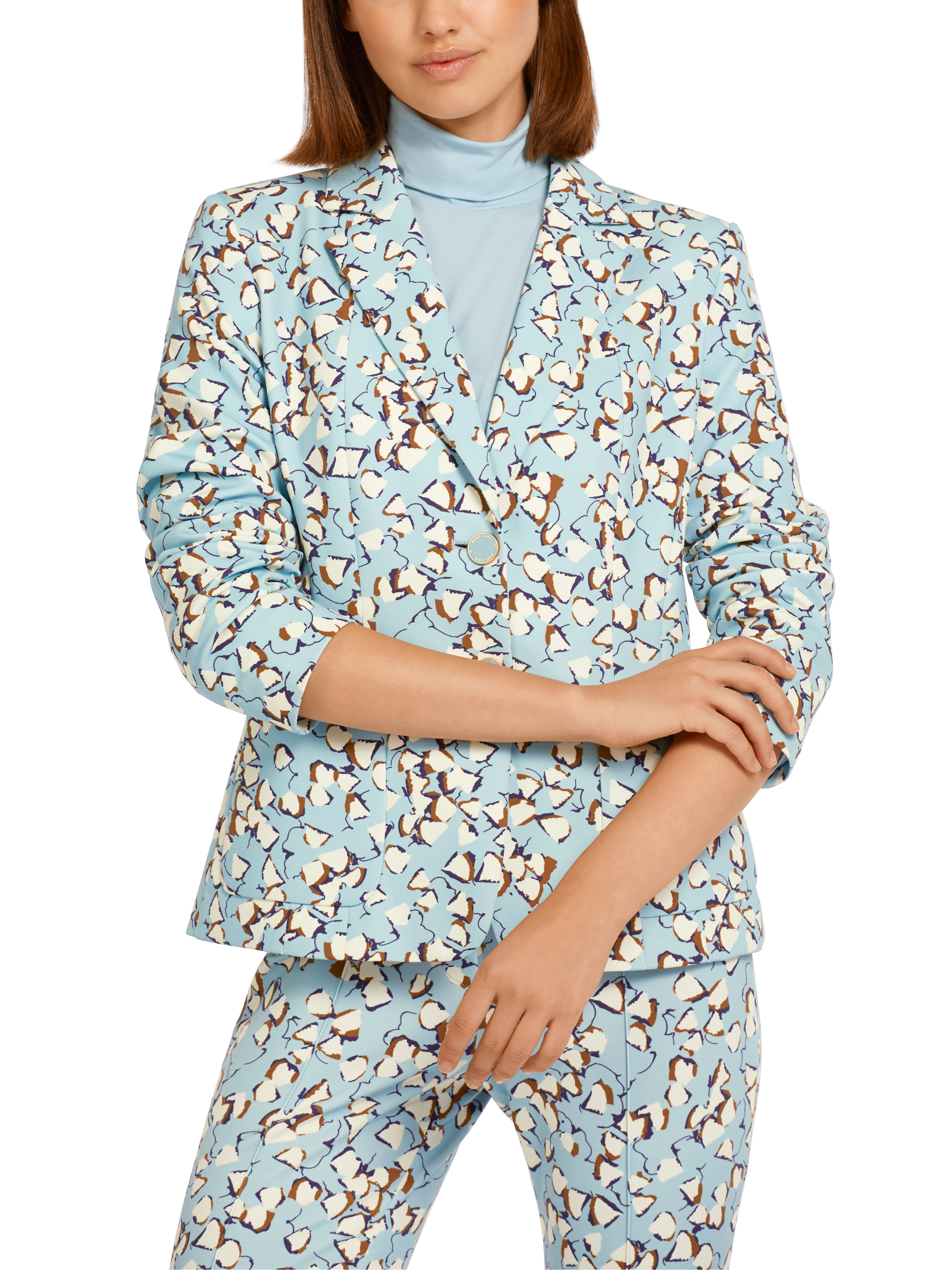 Figurnaher Blazer mit Allover-Print