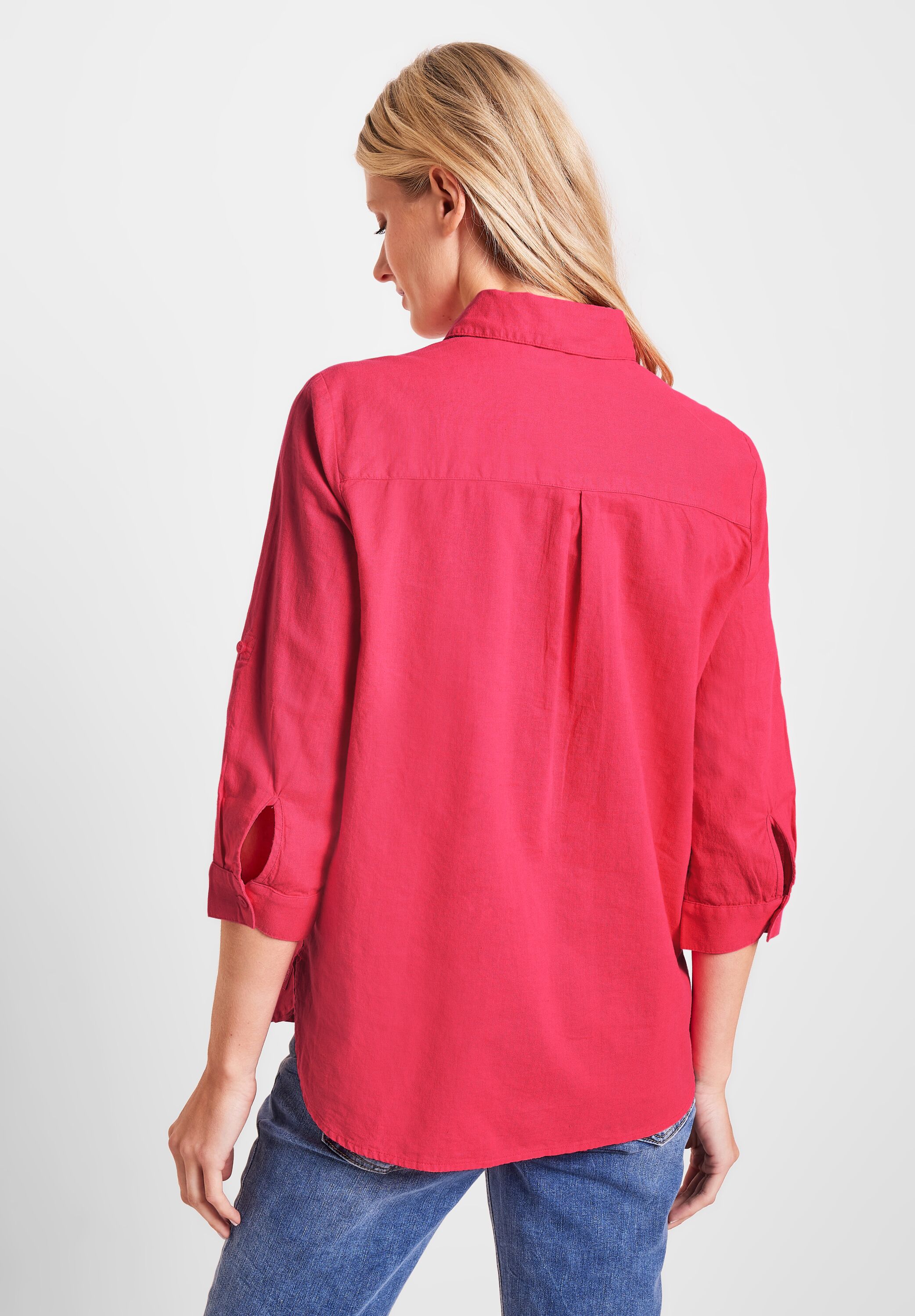 Unifarbene Leinenmix Bluse
