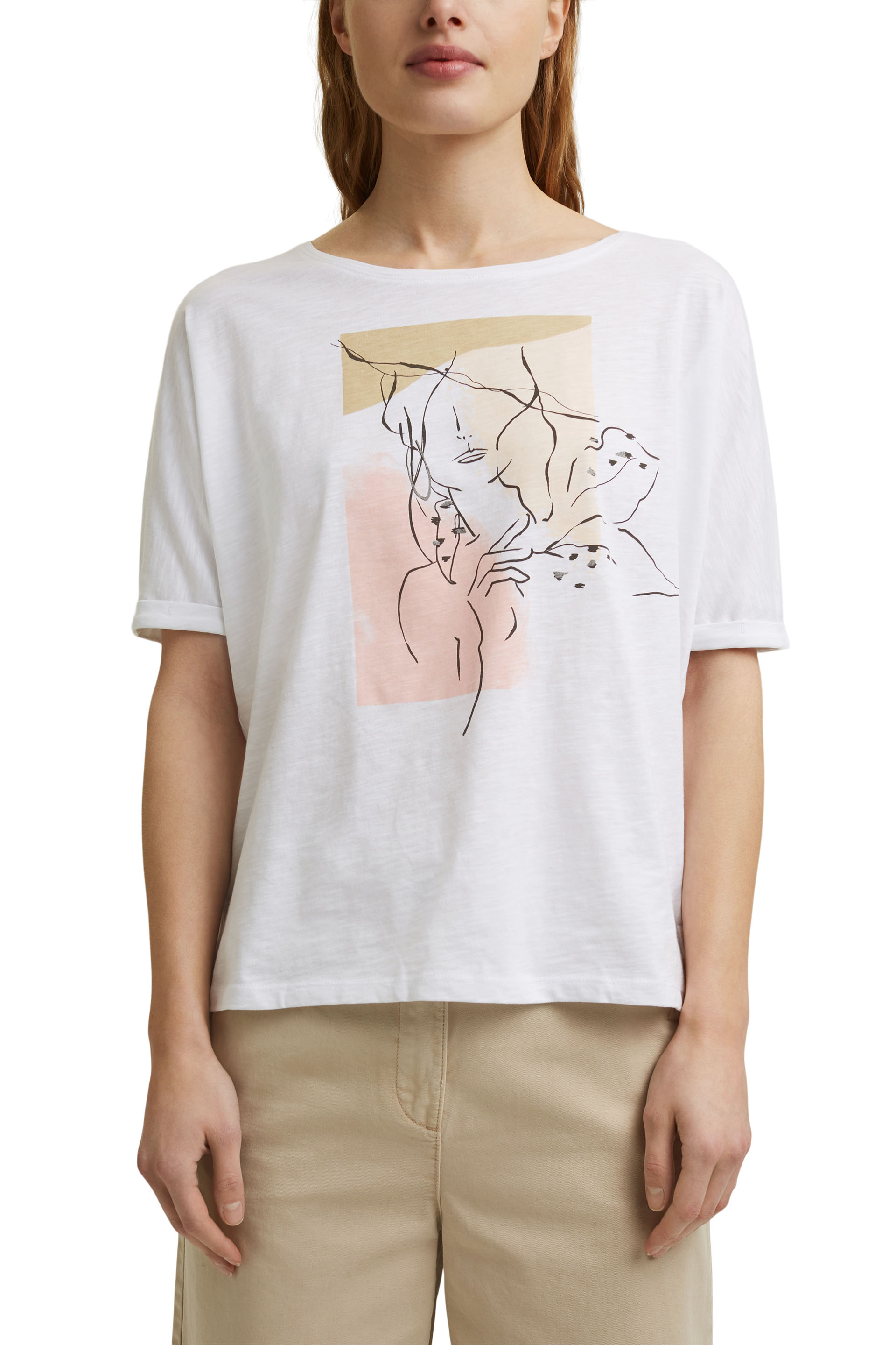 T-Shirt mit Line-Art, Organic Cotton