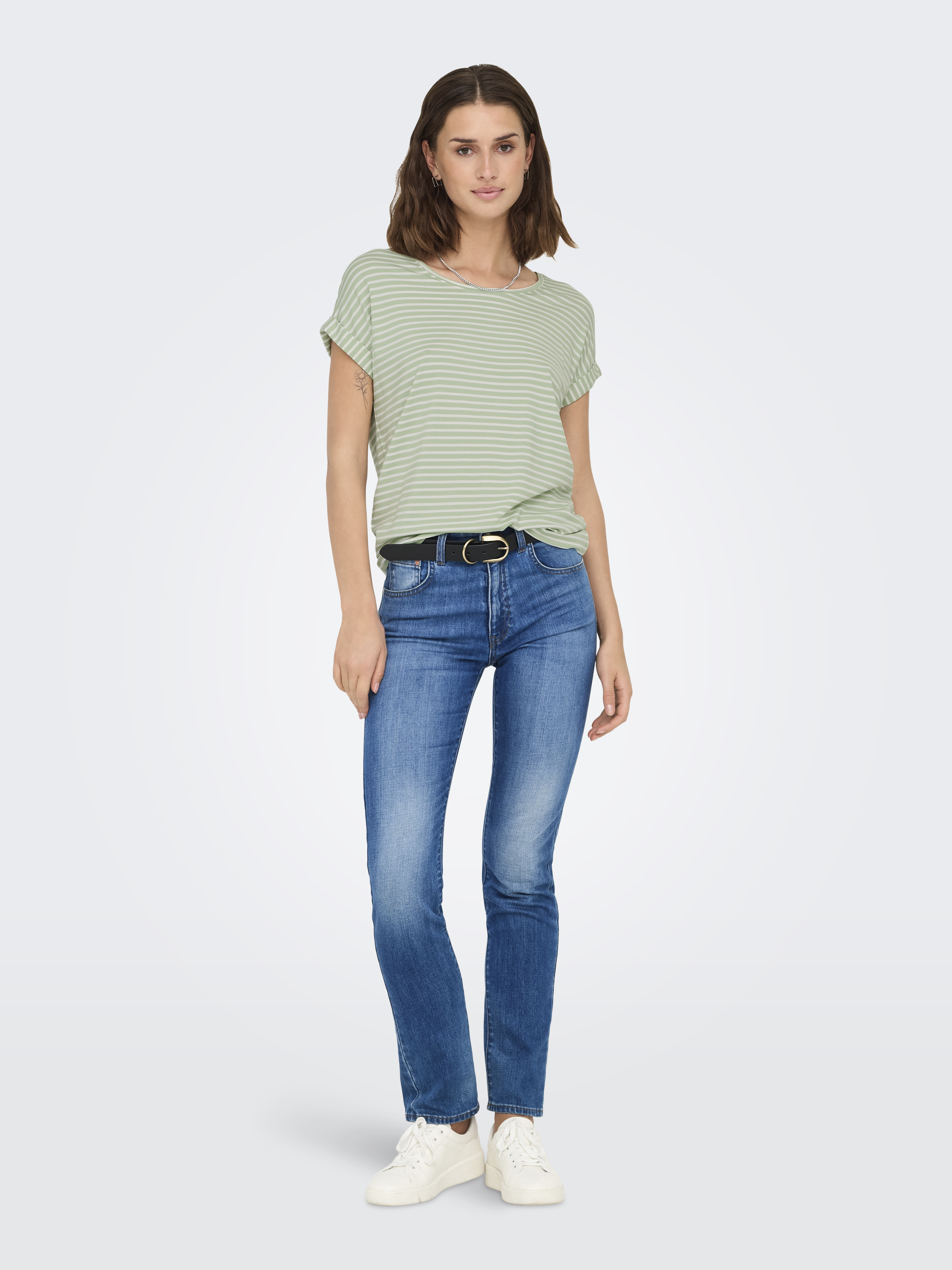 ONLMOSTER STRIPE S/S O-NECK TOP JRS NOOS