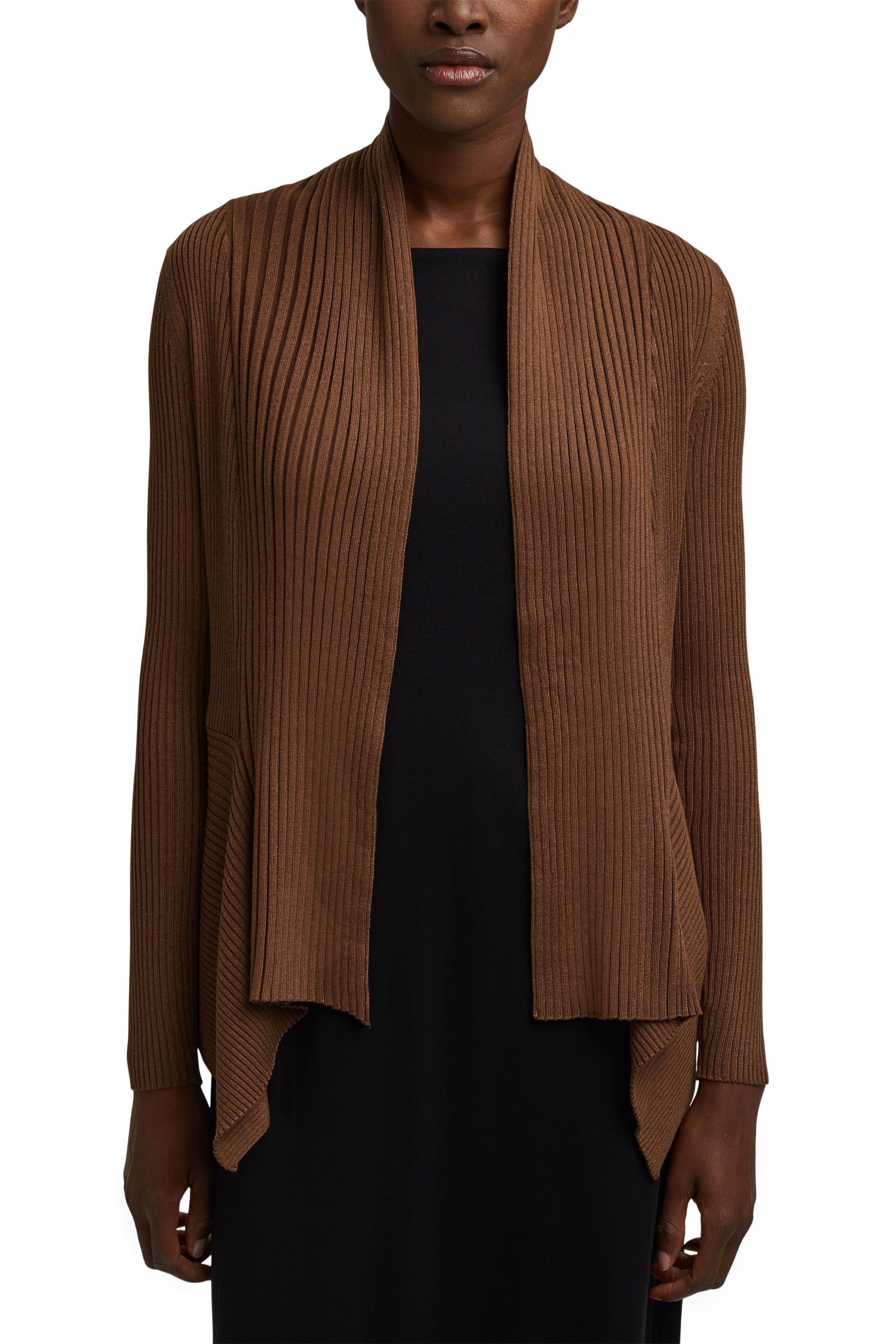 Recycelt: offener Ripp-Cardigan