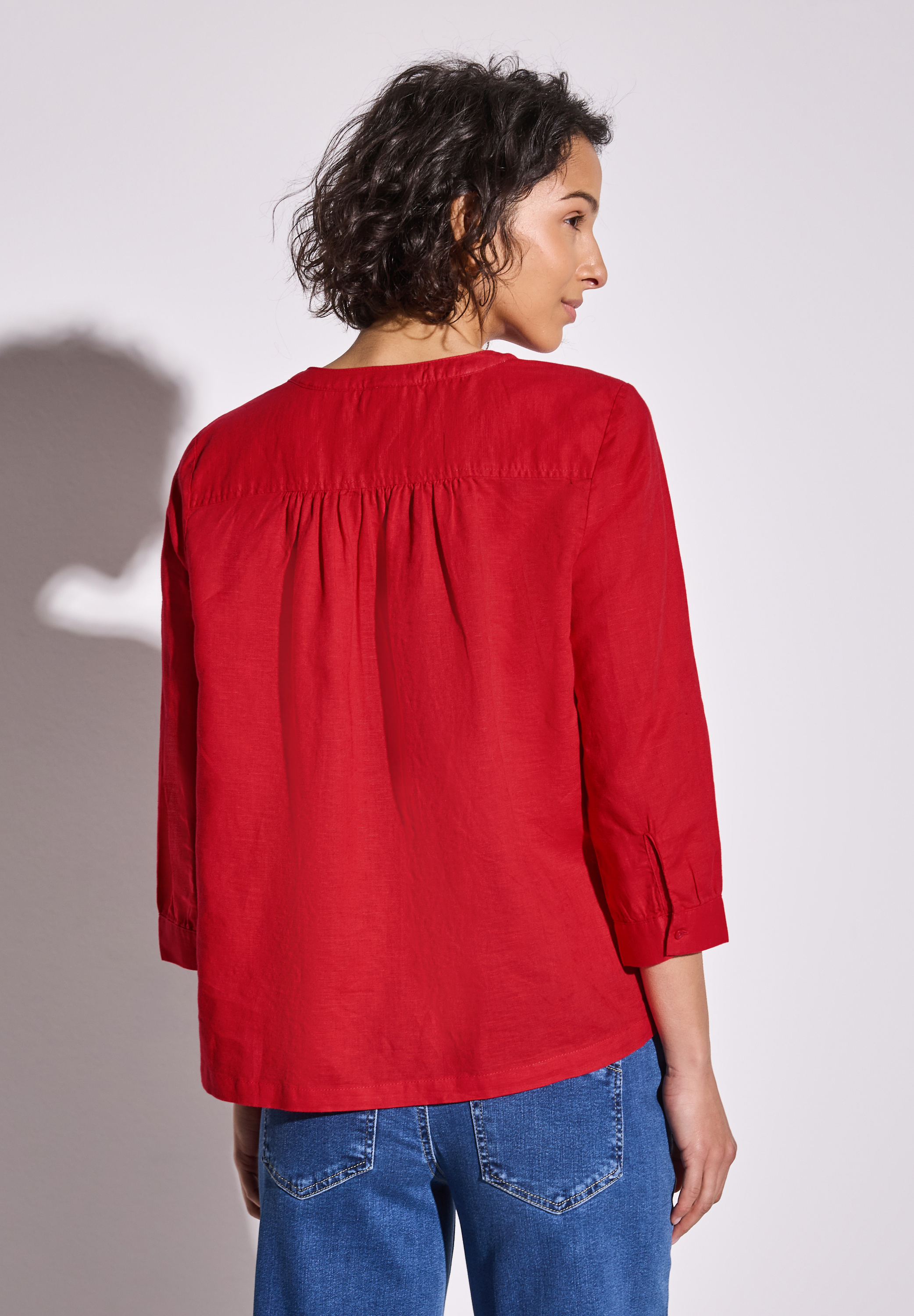 Leinenmix-Bluse in Unifarbe