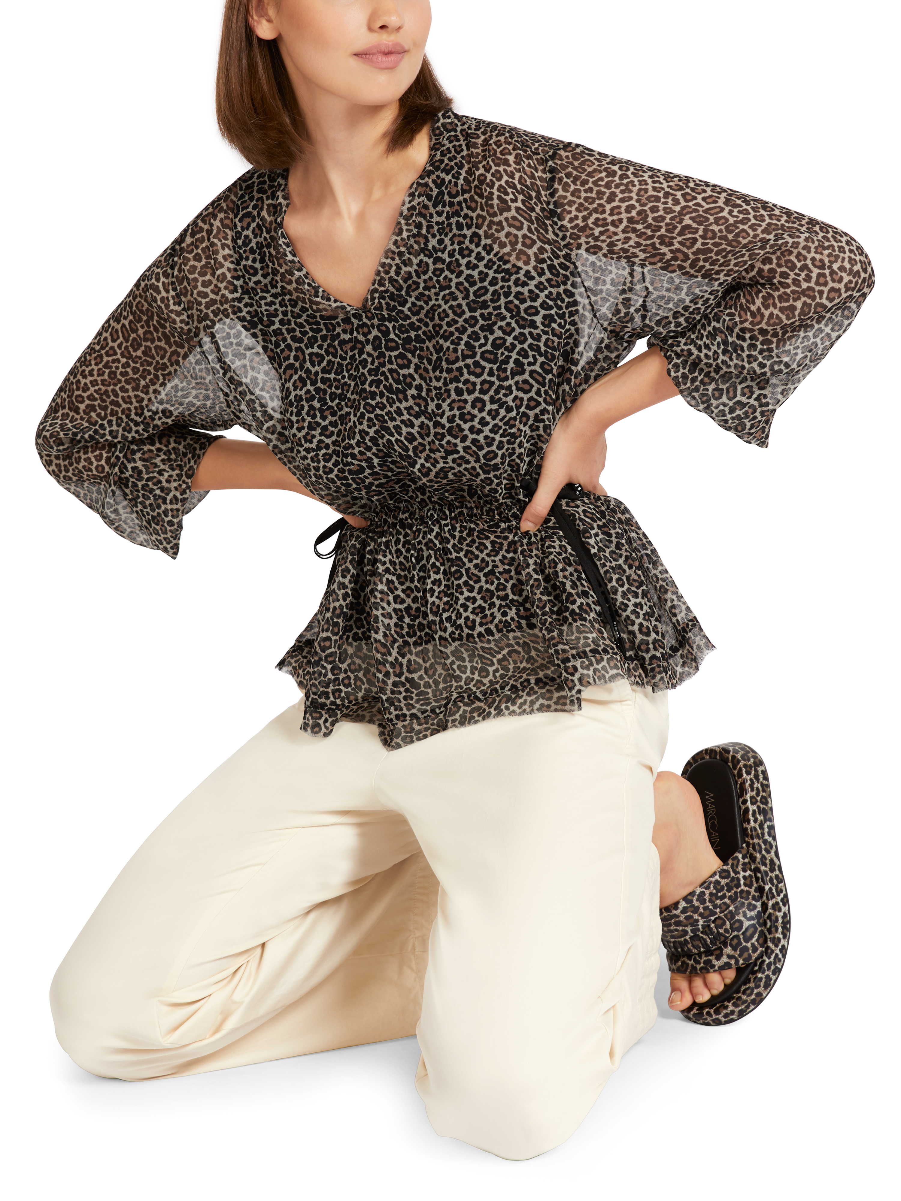 Oversized Viskose-Shirt mit Leo-Print