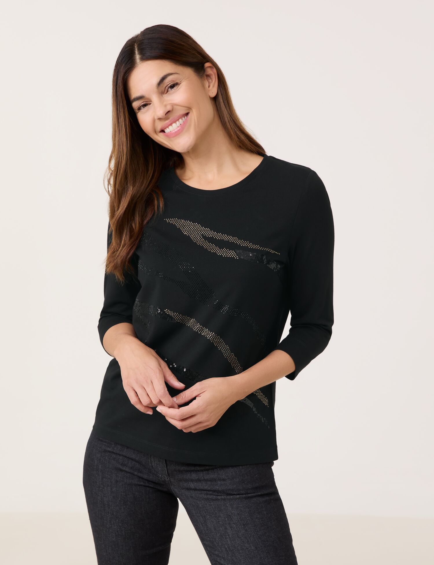 3/4 Arm Shirt mit dekorativer Front