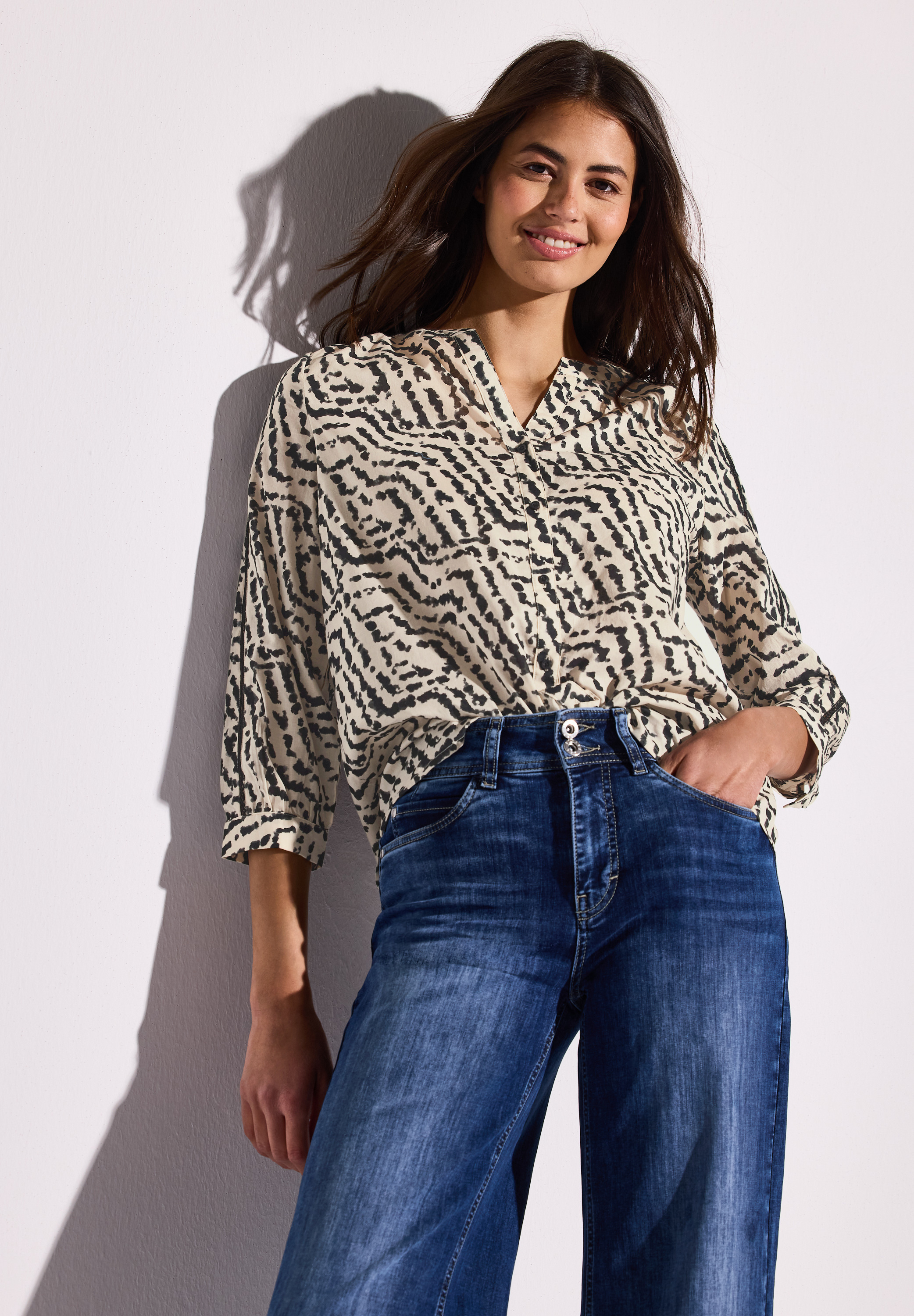 Print-Bluse mit Tapedetails