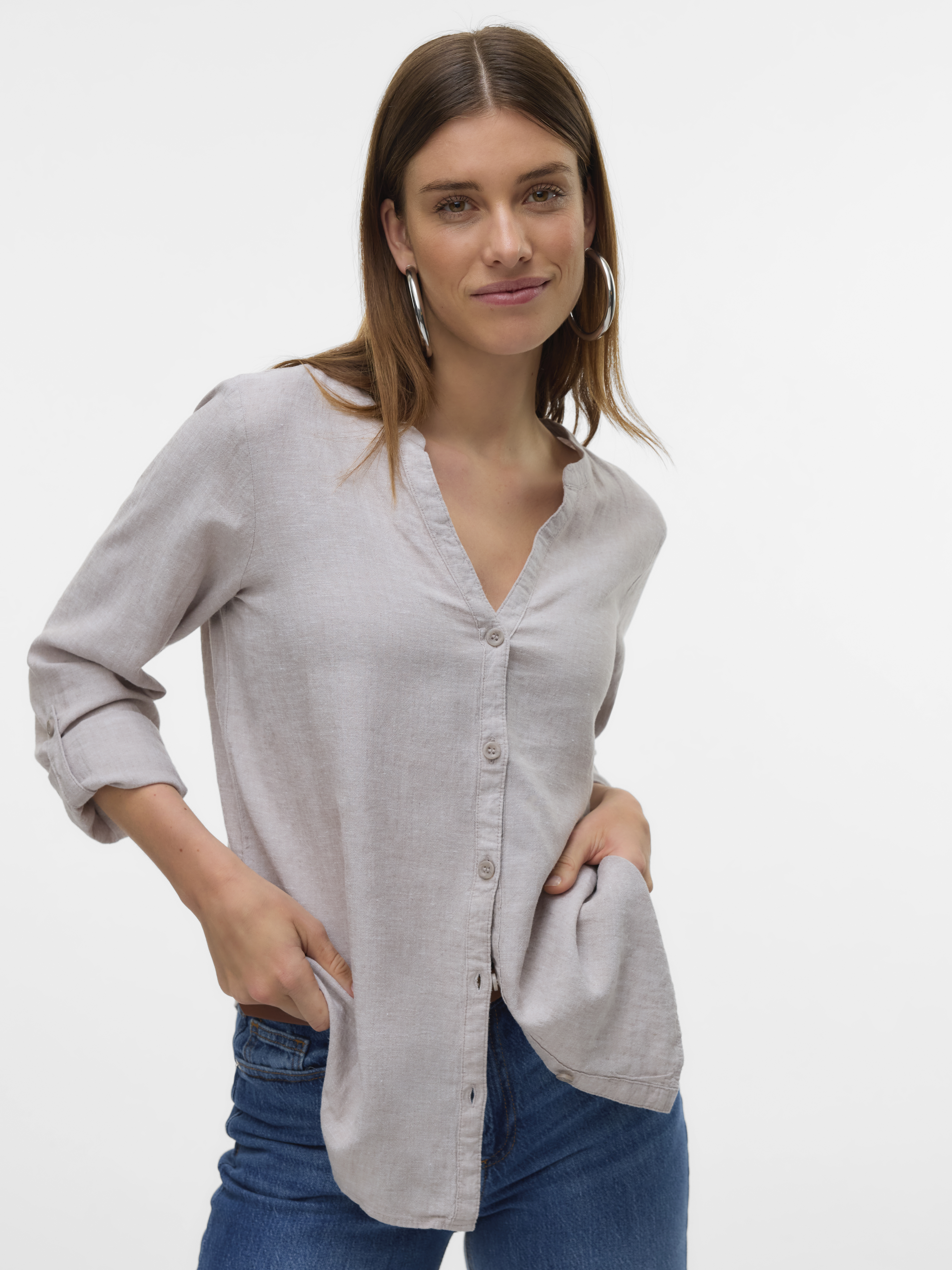 VMLINN LS V-NECK SHIRT WVN NOOS