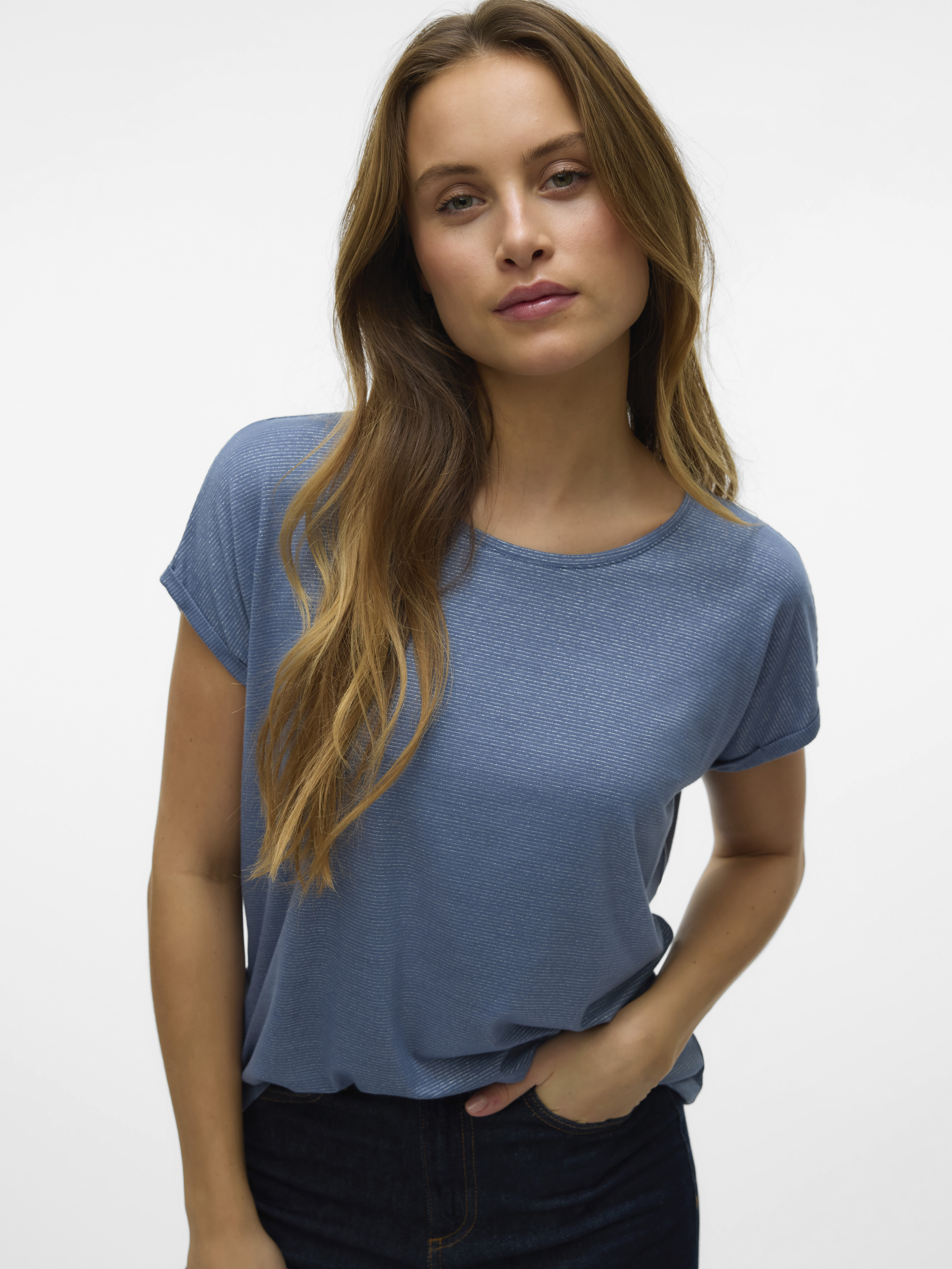 VMLAVA GLITTER SS TOP STRIPE JRS NOOS