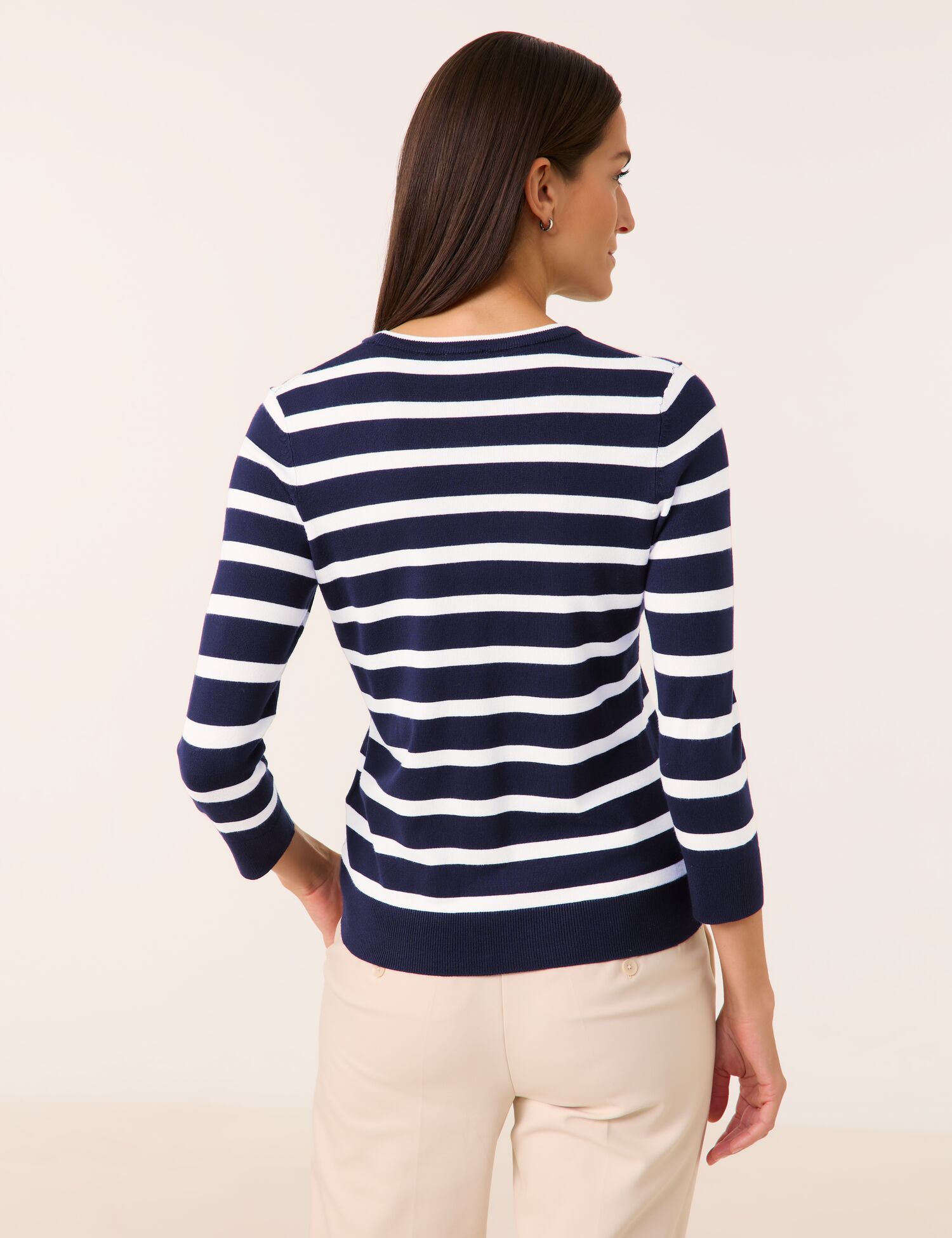 Geringelter 3/4 Arm Pullover
