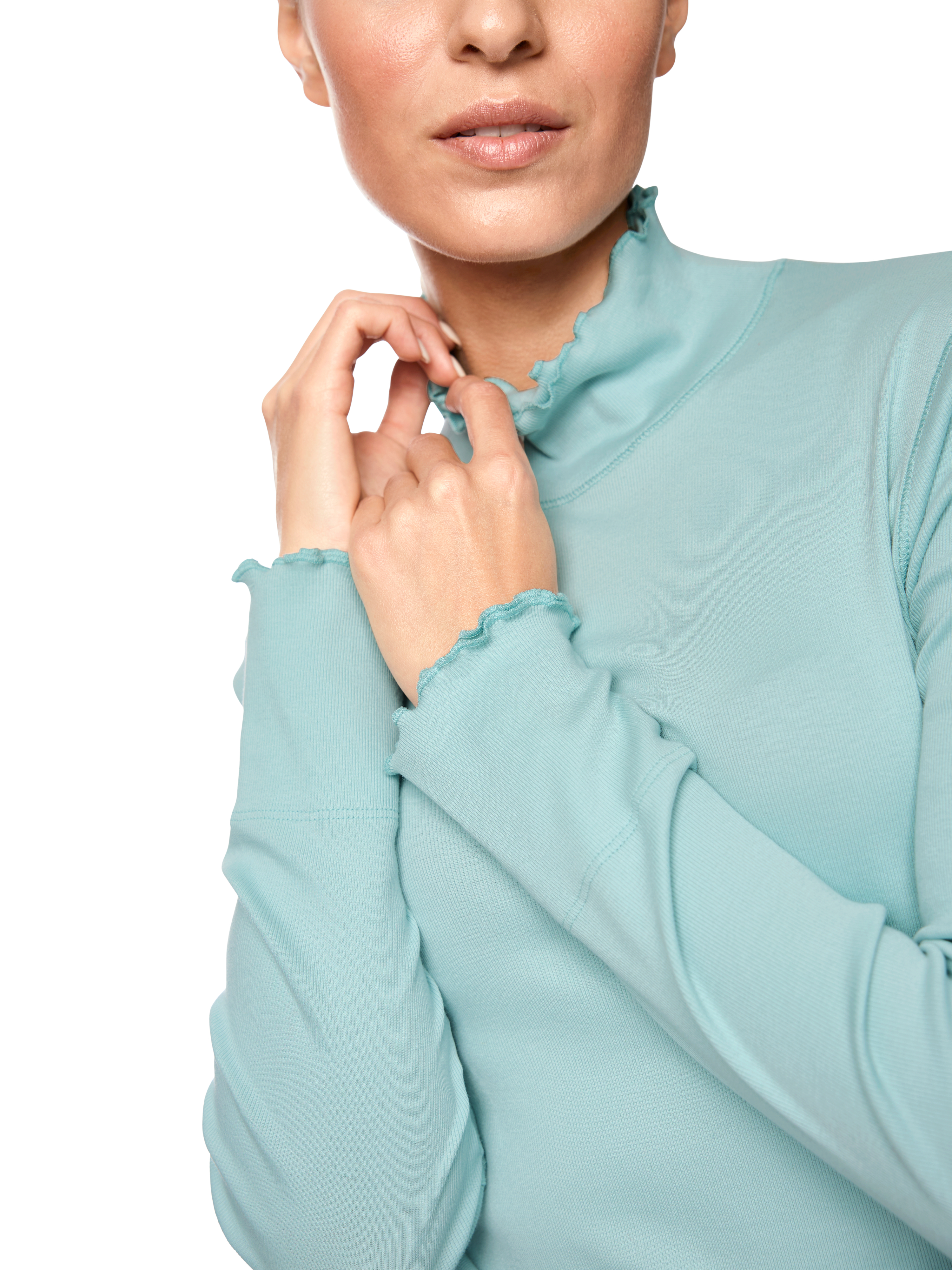 Unifarbenes Langarmshirt mit Rollkragen