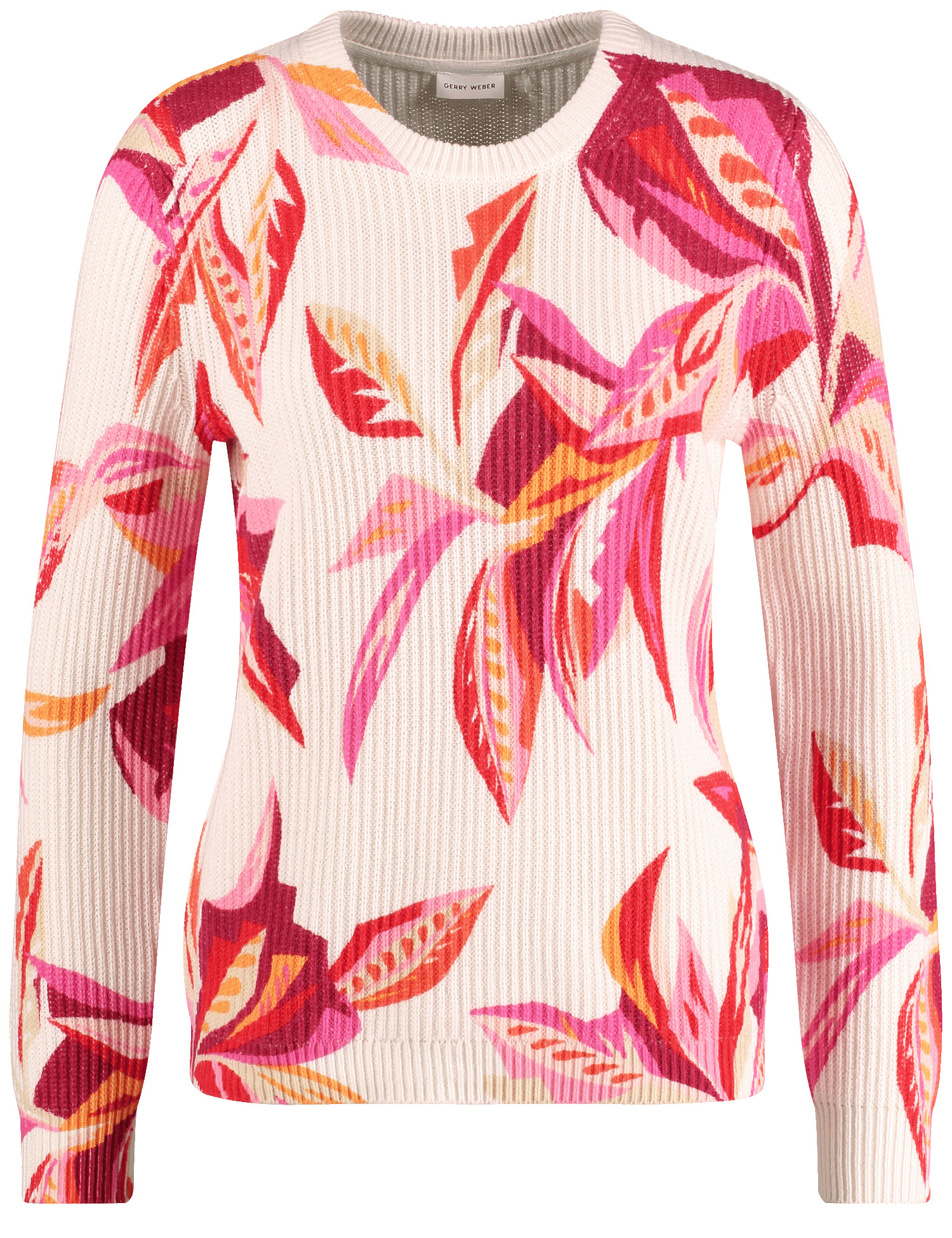 Floral gemusterter Pullover in Rippstrick