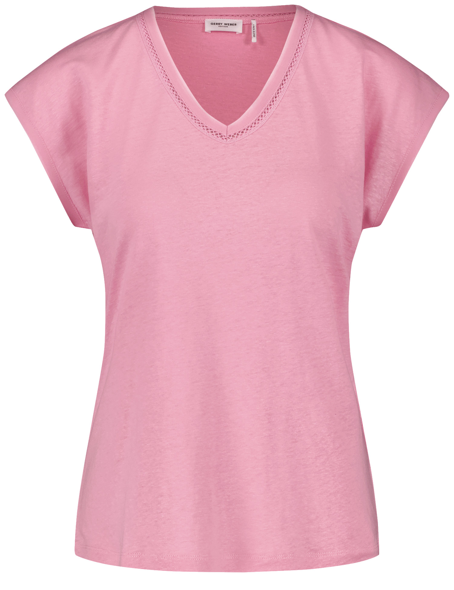Kurzarmshirt mit Chiffonblende