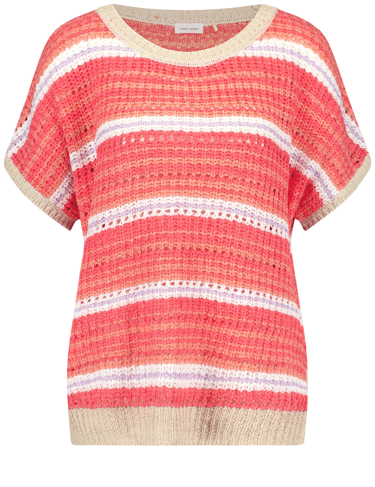 Legerer Kurzarmpullover mit Lochmuster