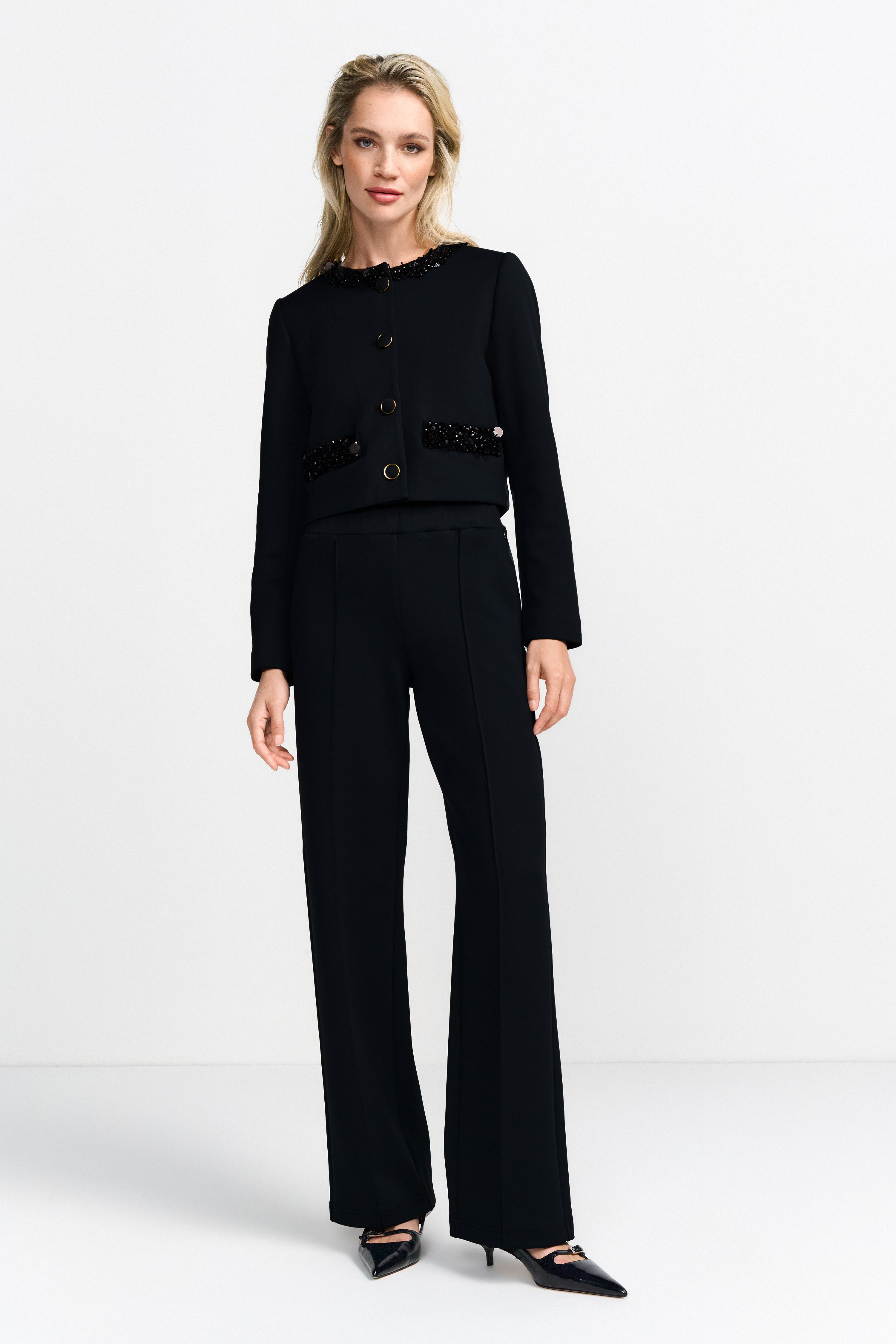 Cropped scuba sequin jacket