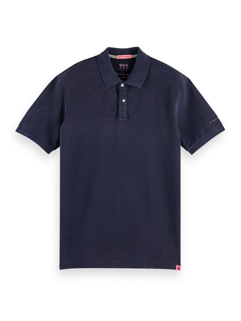 Garment-dyed washed pique polo in O