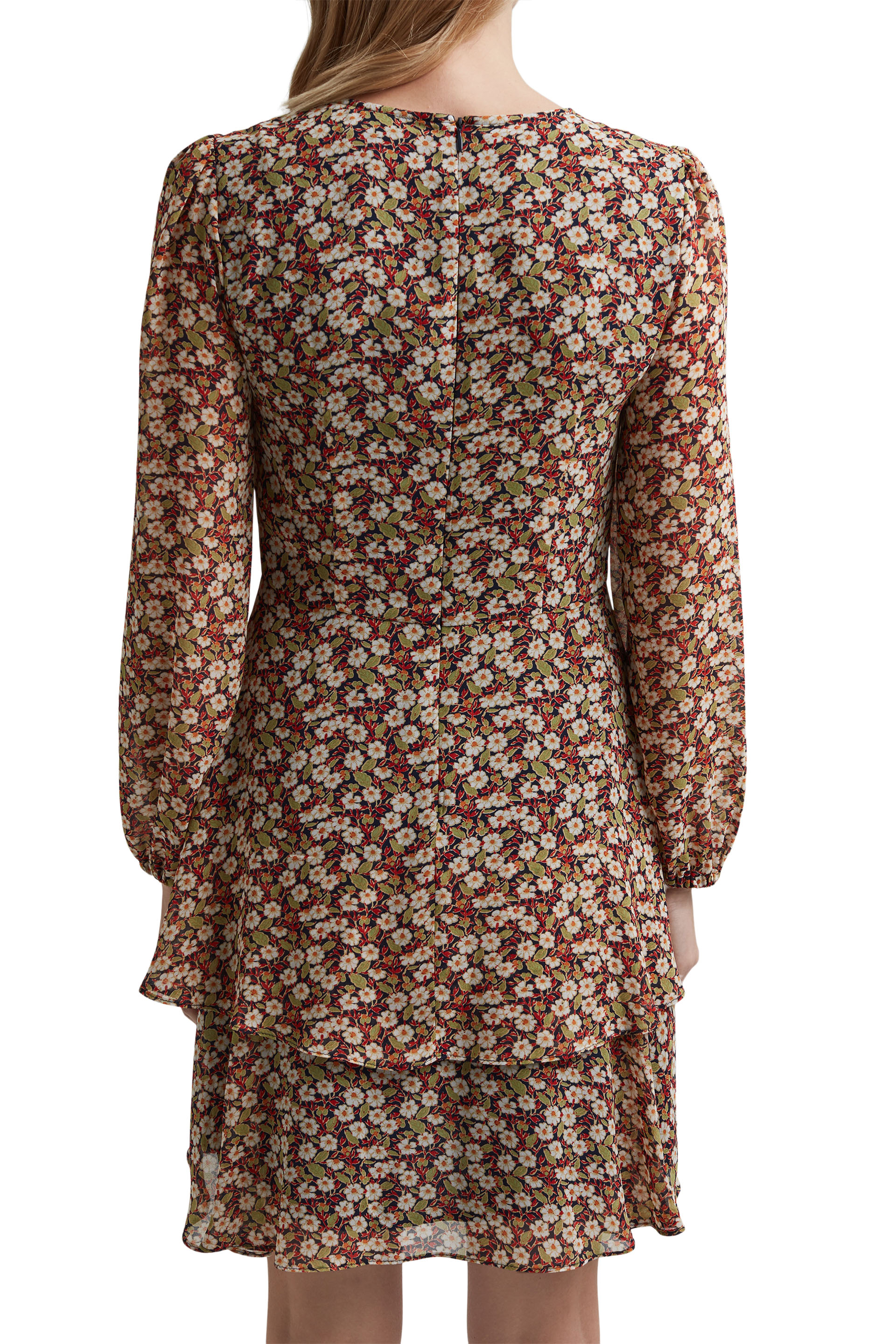 Recycelt: Chiffon-Kleid mit Blumen-Print