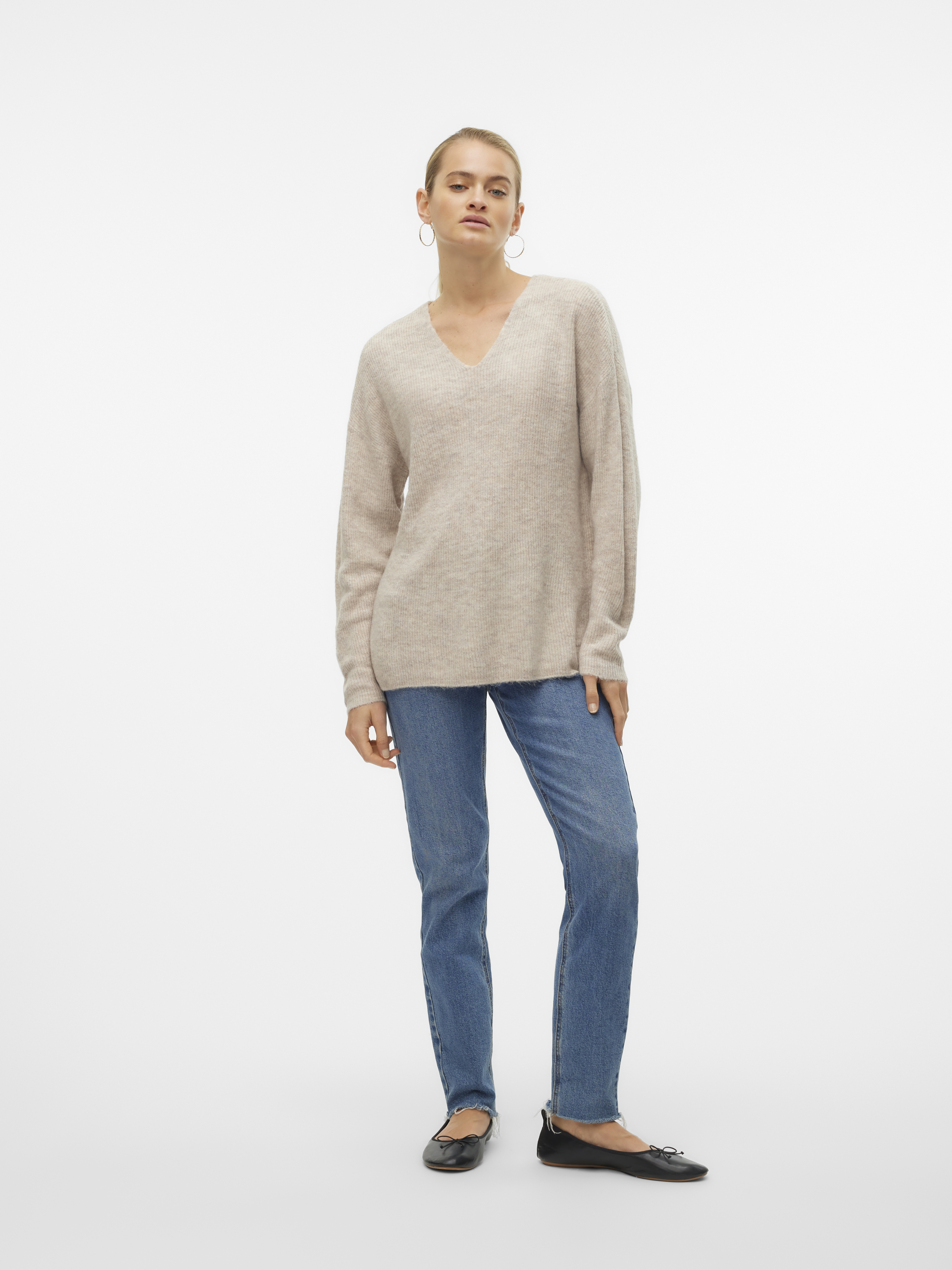 VMCREWLEFILE LS V-NECK BLOUSE NOOS