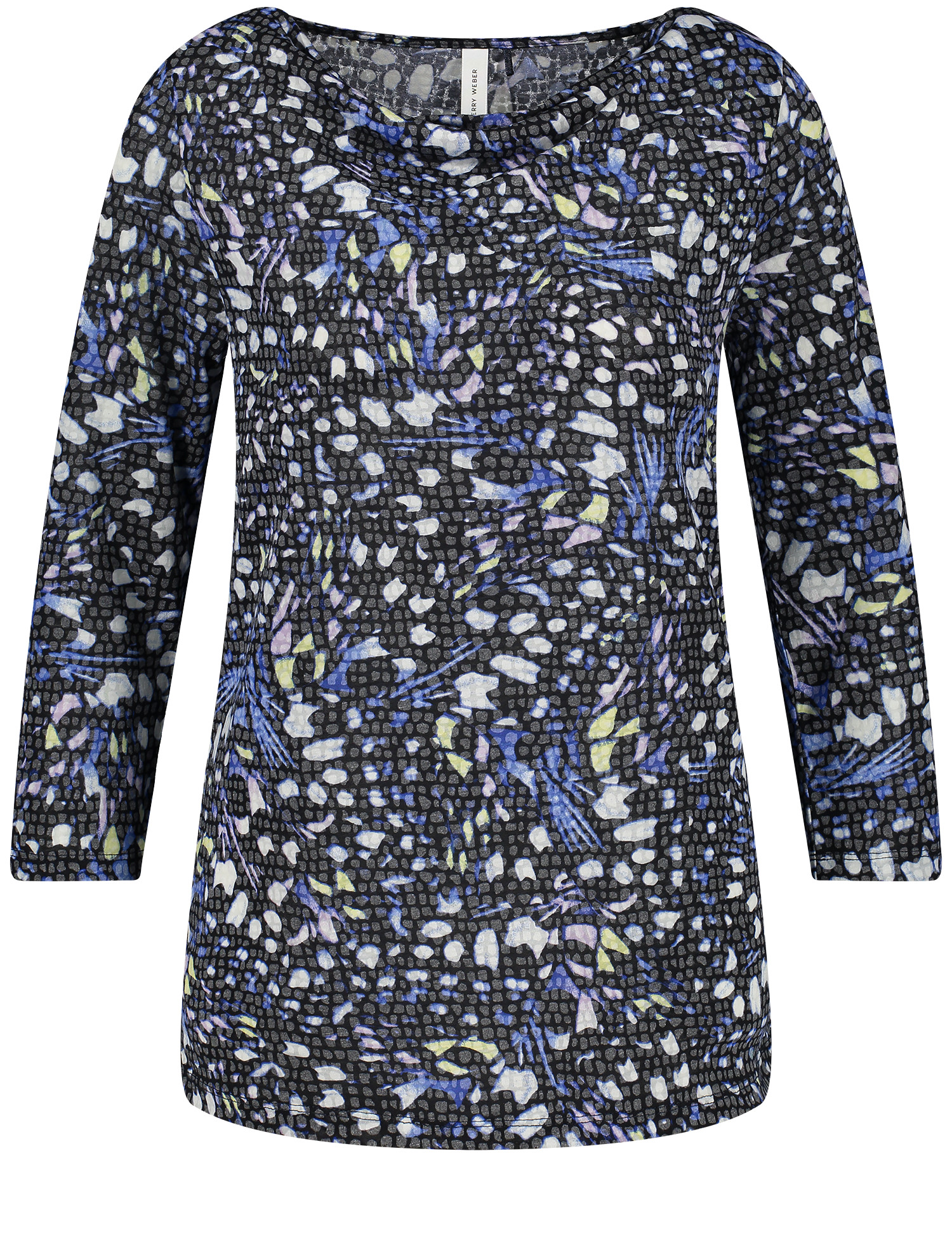 Gemustertes 3/4 Arm Shirt mit Wasserfallausschnitt