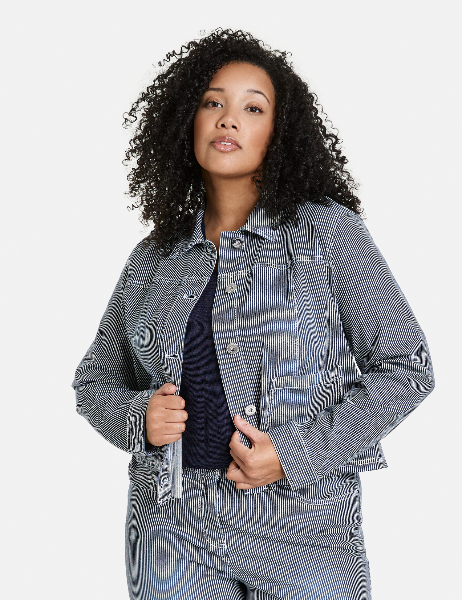 Gestreifte Jeansjacke