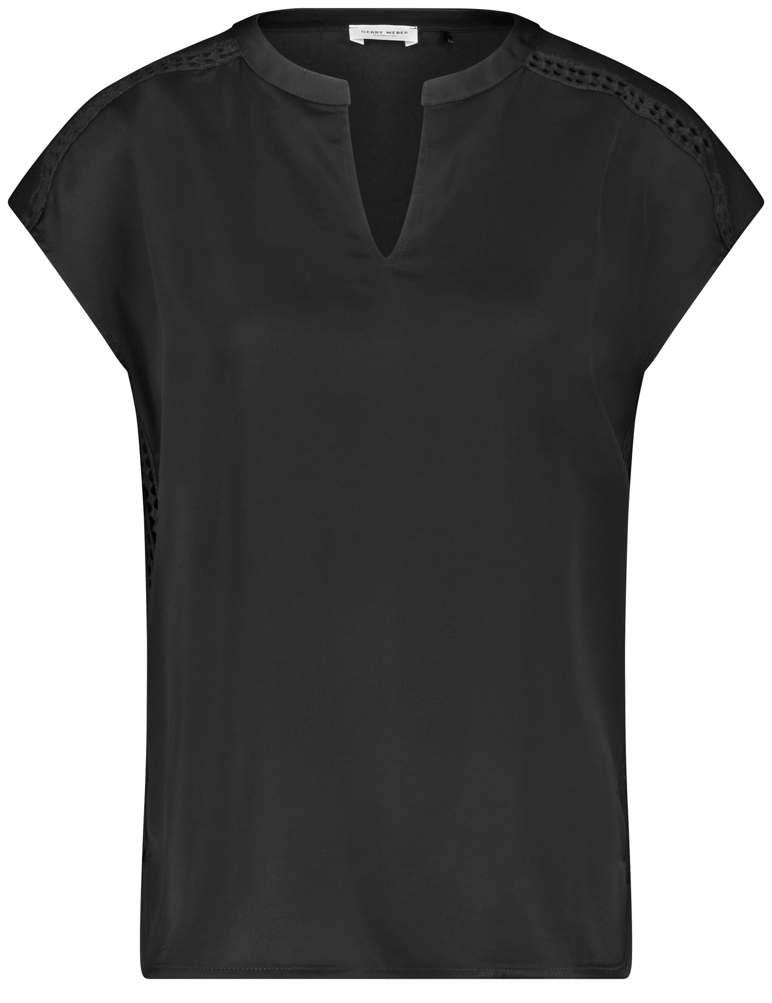 Kurzarmshirt mit Häkeldetails