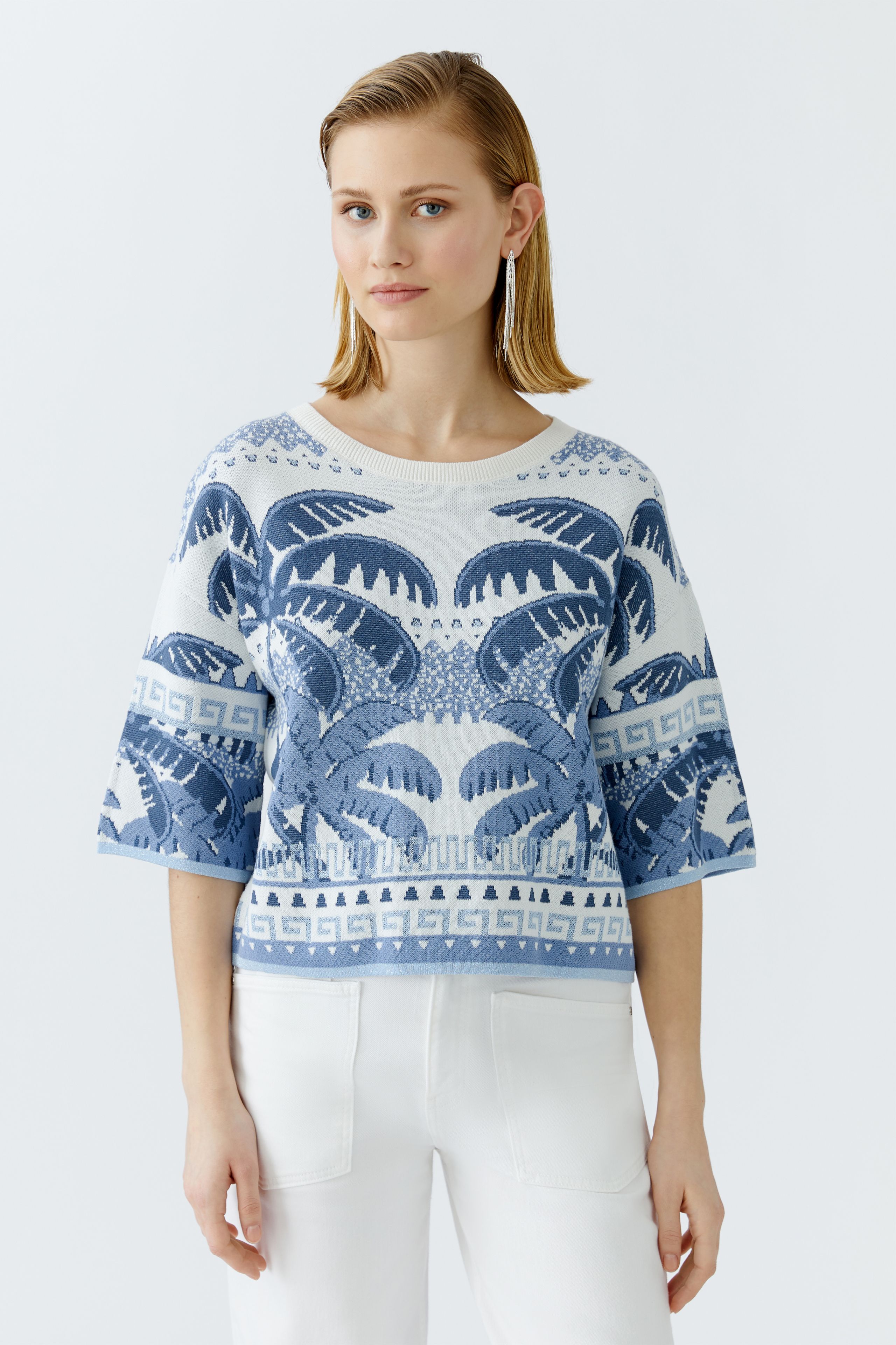 Pullover Baumwoll- Viskosemischung mit Glanzgarn