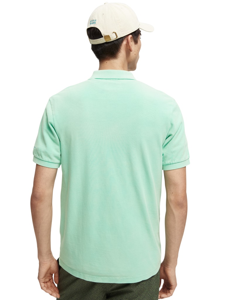 Garment-dyed washed pique polo in O