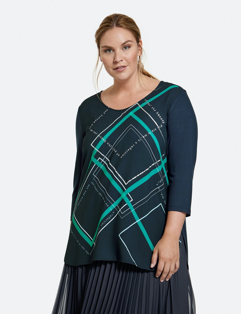 Hüftbedeckendes Shirt mit Karo-Design
