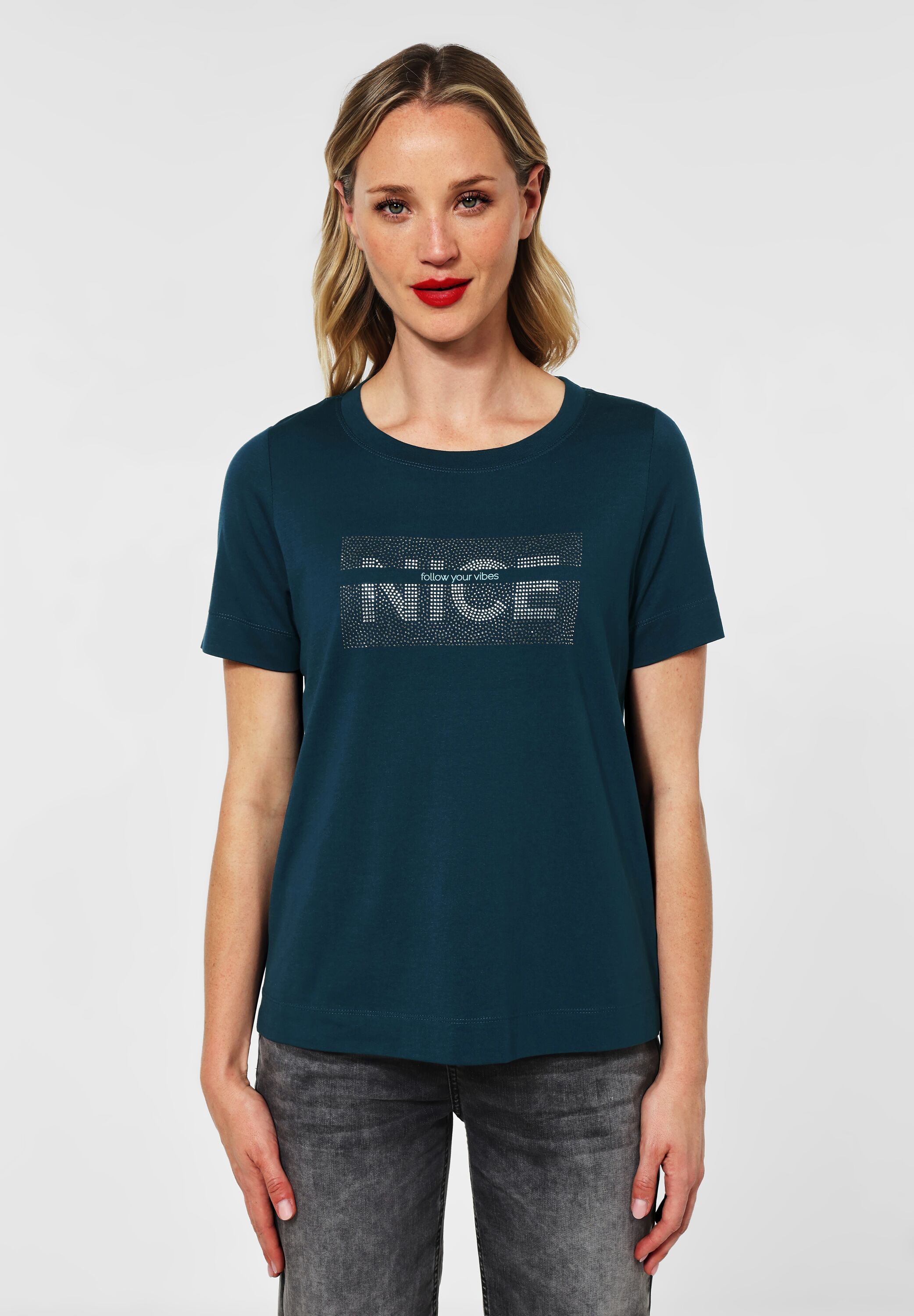 T-Shirt mit Steinchendetail