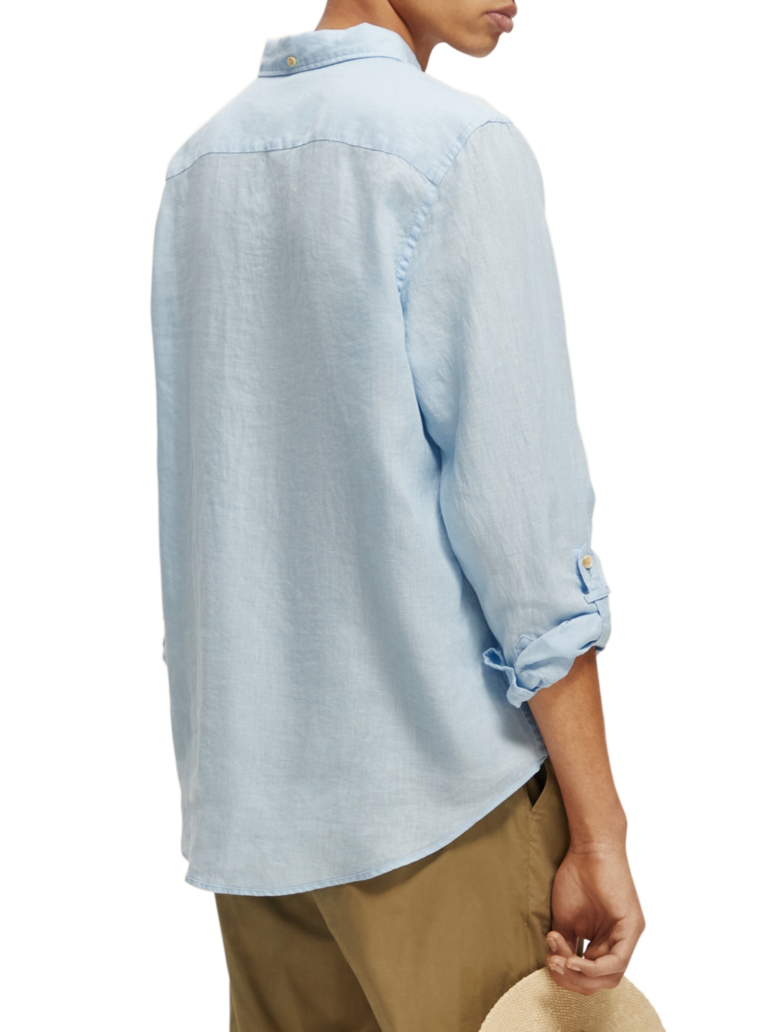 Linen shirt with sleeve roll-up