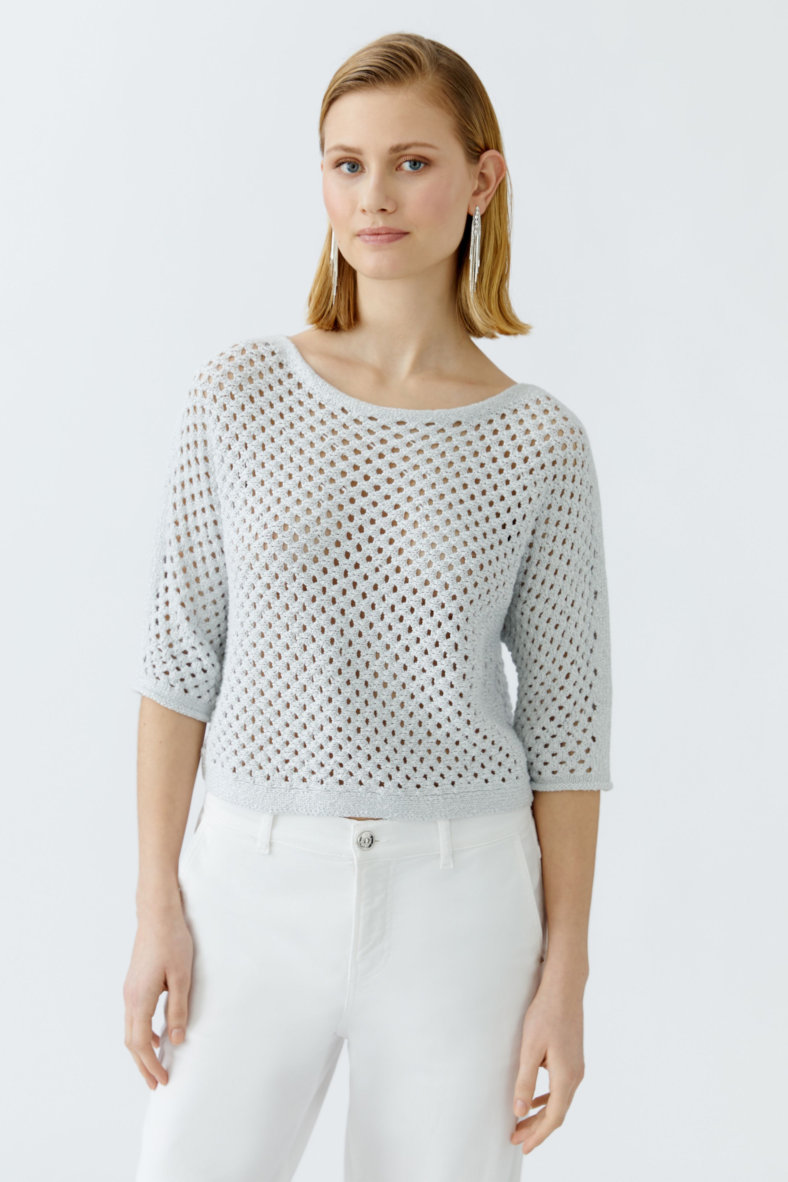 Pullover Baumwollmischung mit Glanzgarn
