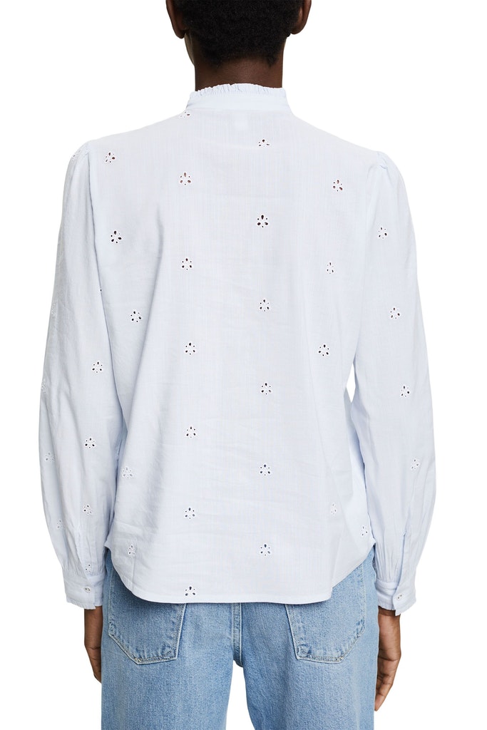 Bluse mit Lochstickmuster, LENZING™ ECOVERO™