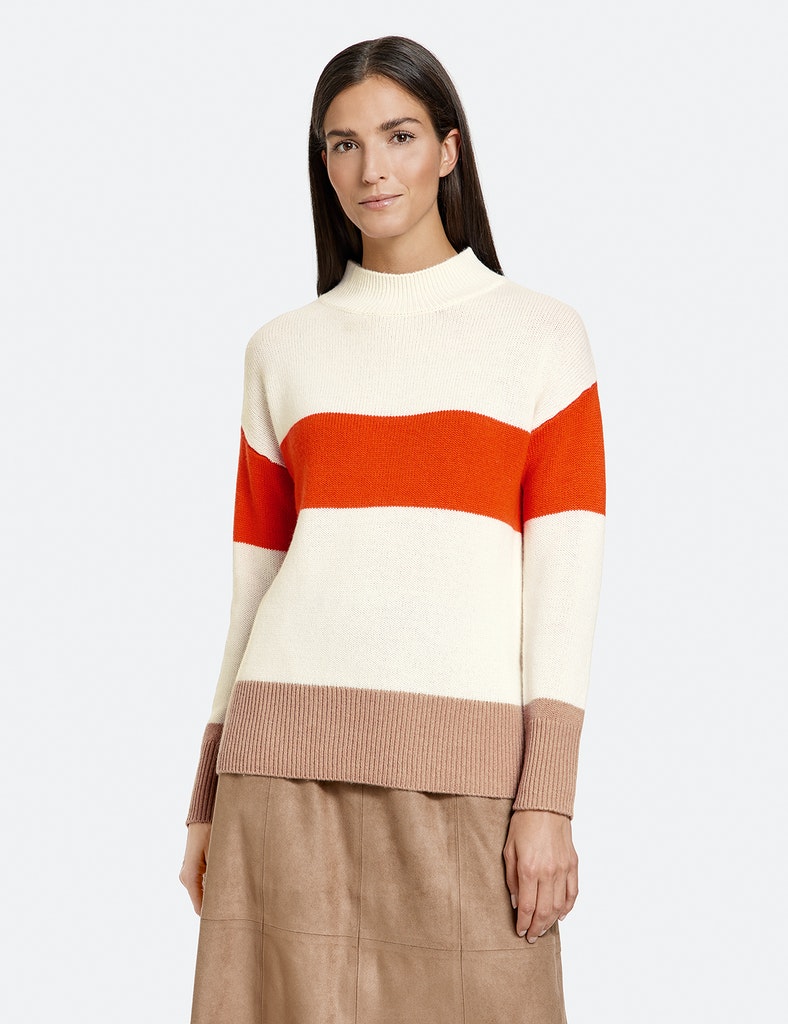 Pullover mit Blockstreifen Wolle-Kaschmir