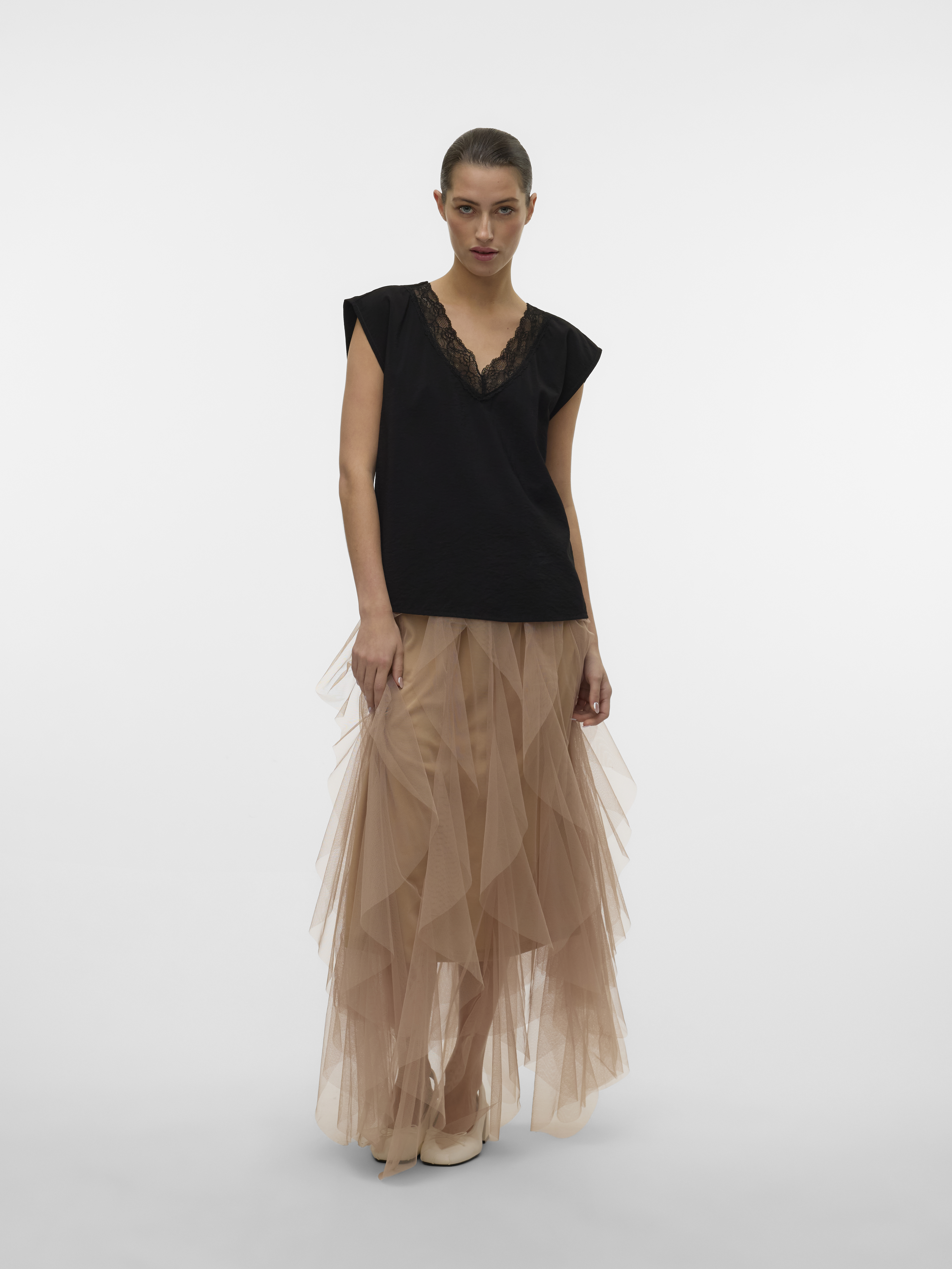 VMSAFA SL V-NECK LACE TOP WVN GA NOOS