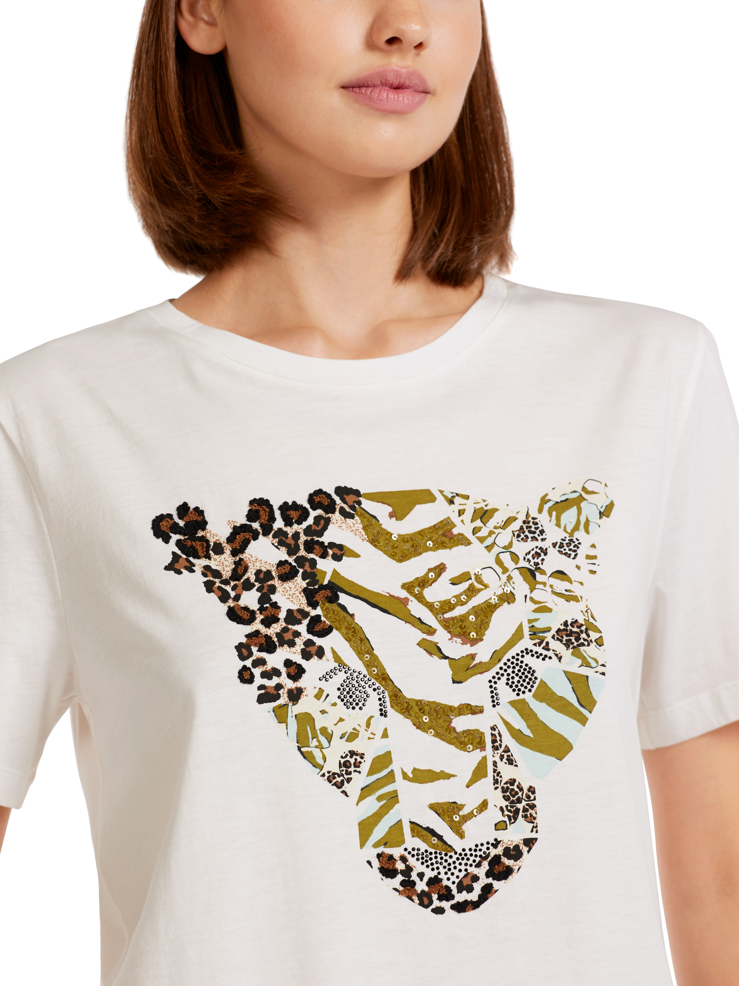 Weißes T-Shirt mit Leo-Head-Motiv