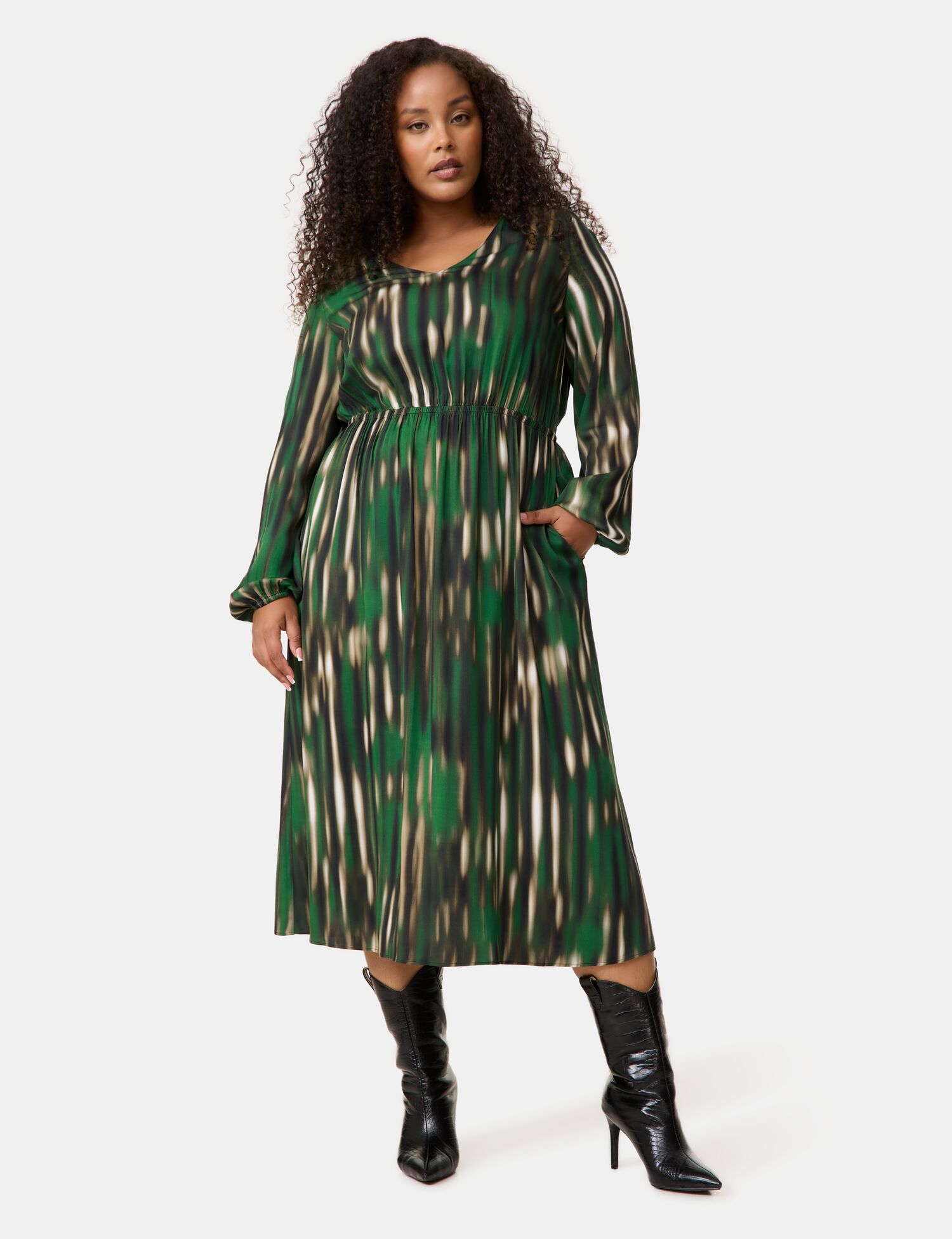 Midikleid mit V-Ausschnitt