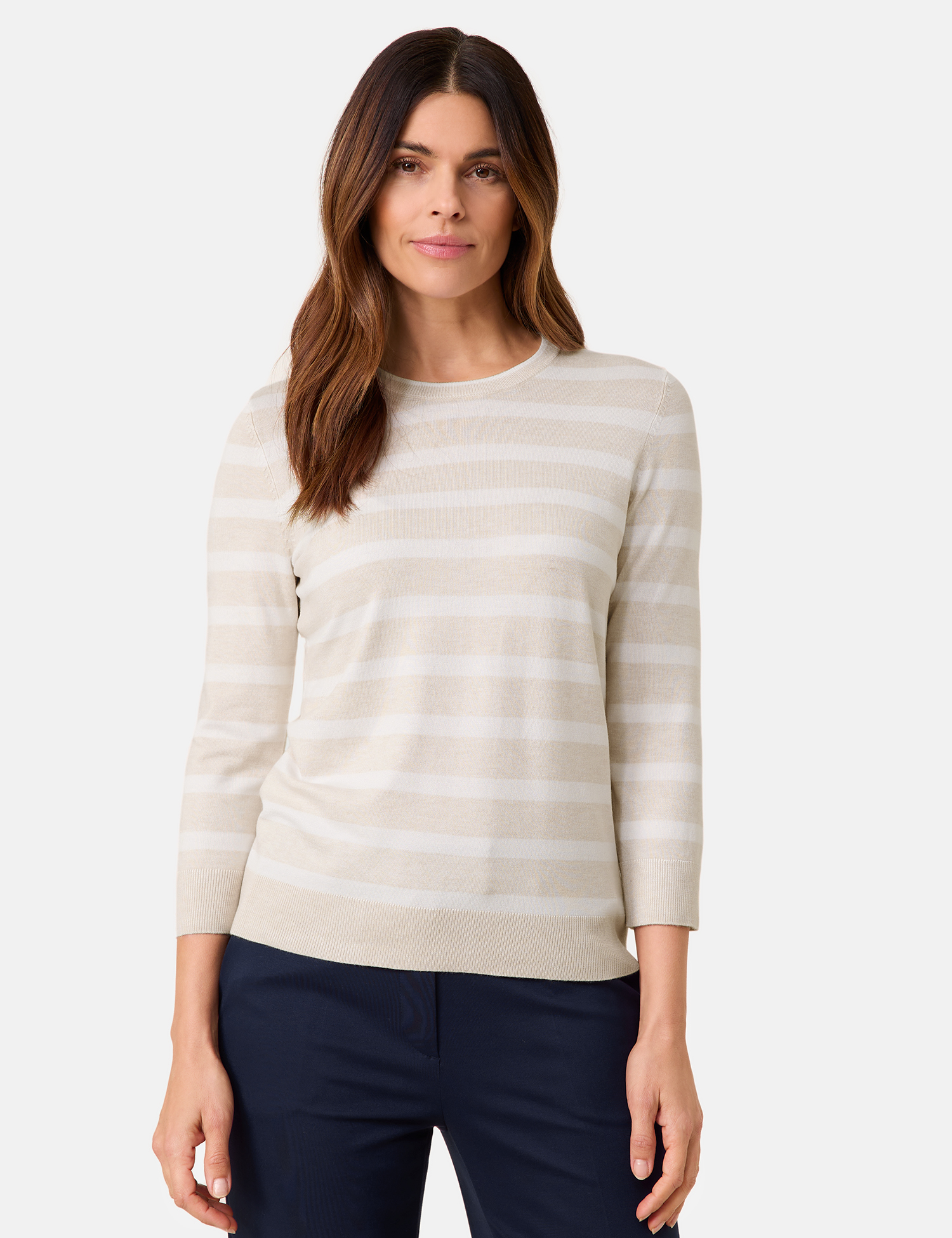 Geringelter 3/4 Arm Pullover