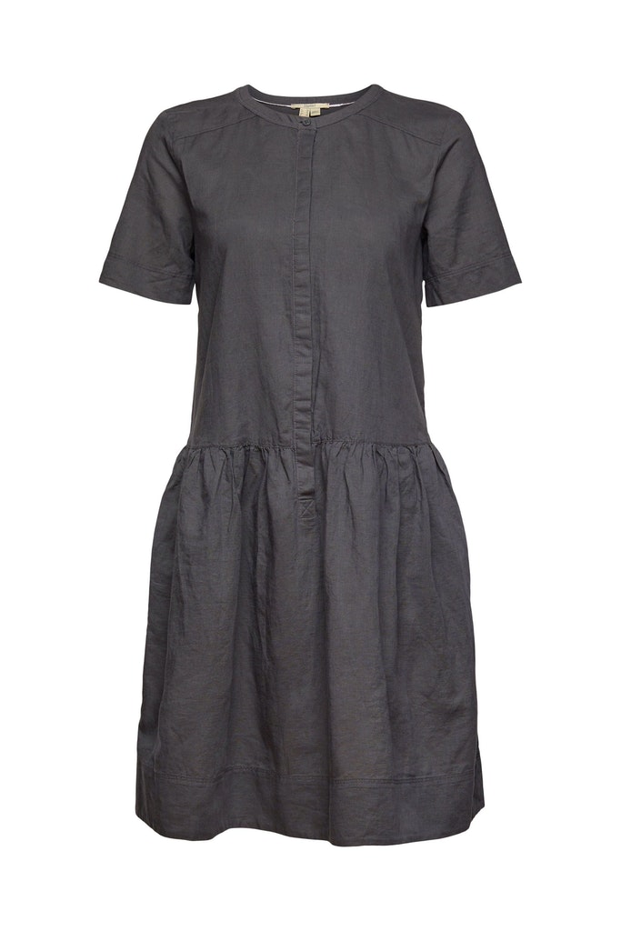 Aus Leinen-Mix: Kleid mit Knopfleiste