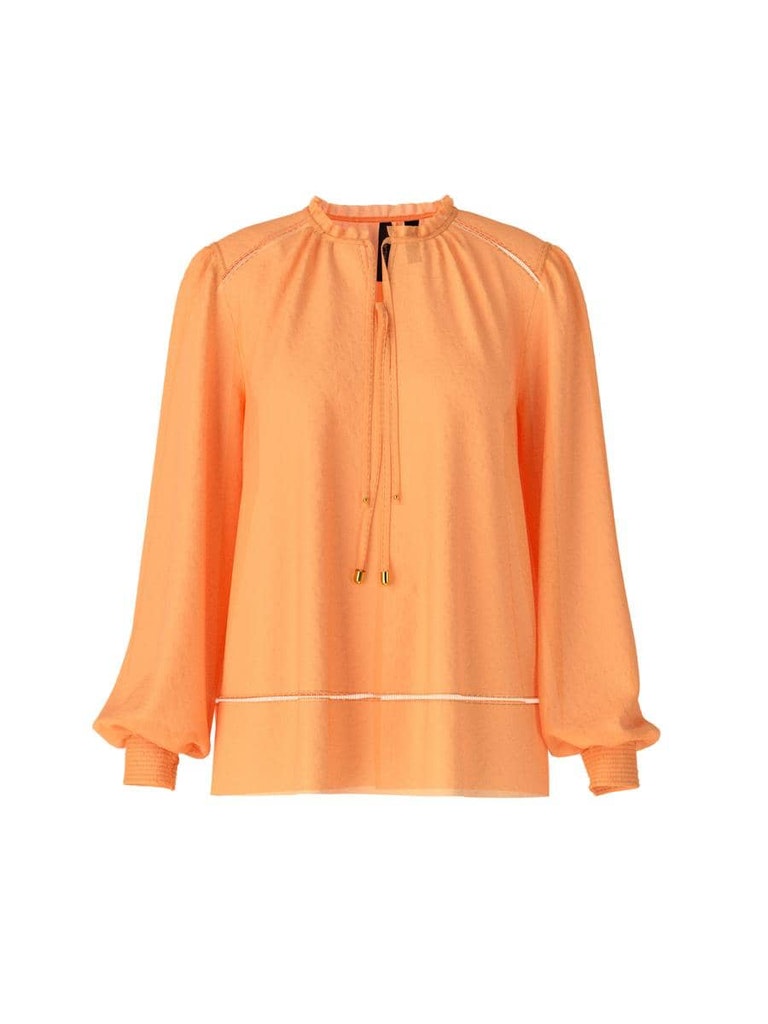 Weite Bluse mit Smokdetails