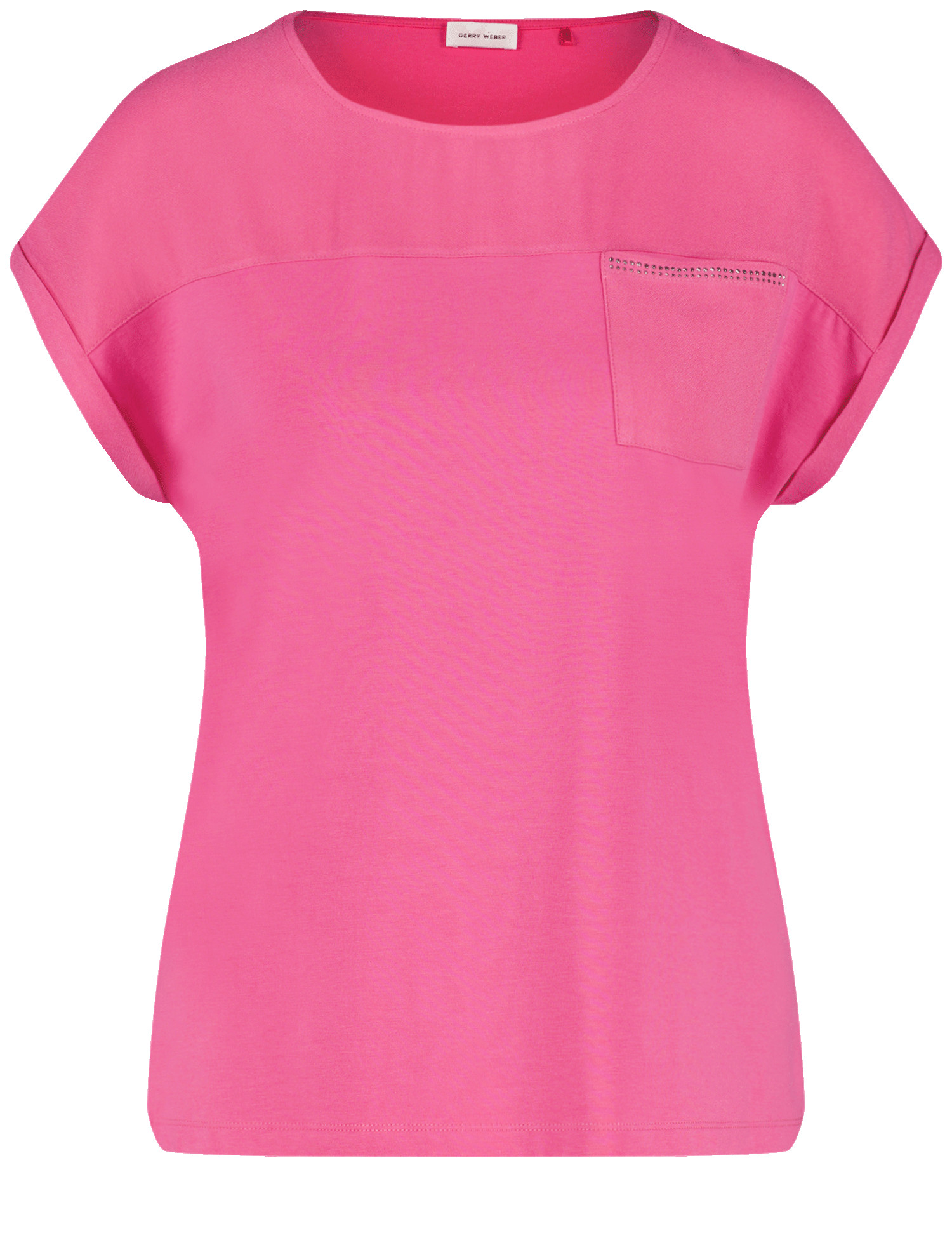 Kurzarmshirt mit Material-Patch und Ziersteinchen
