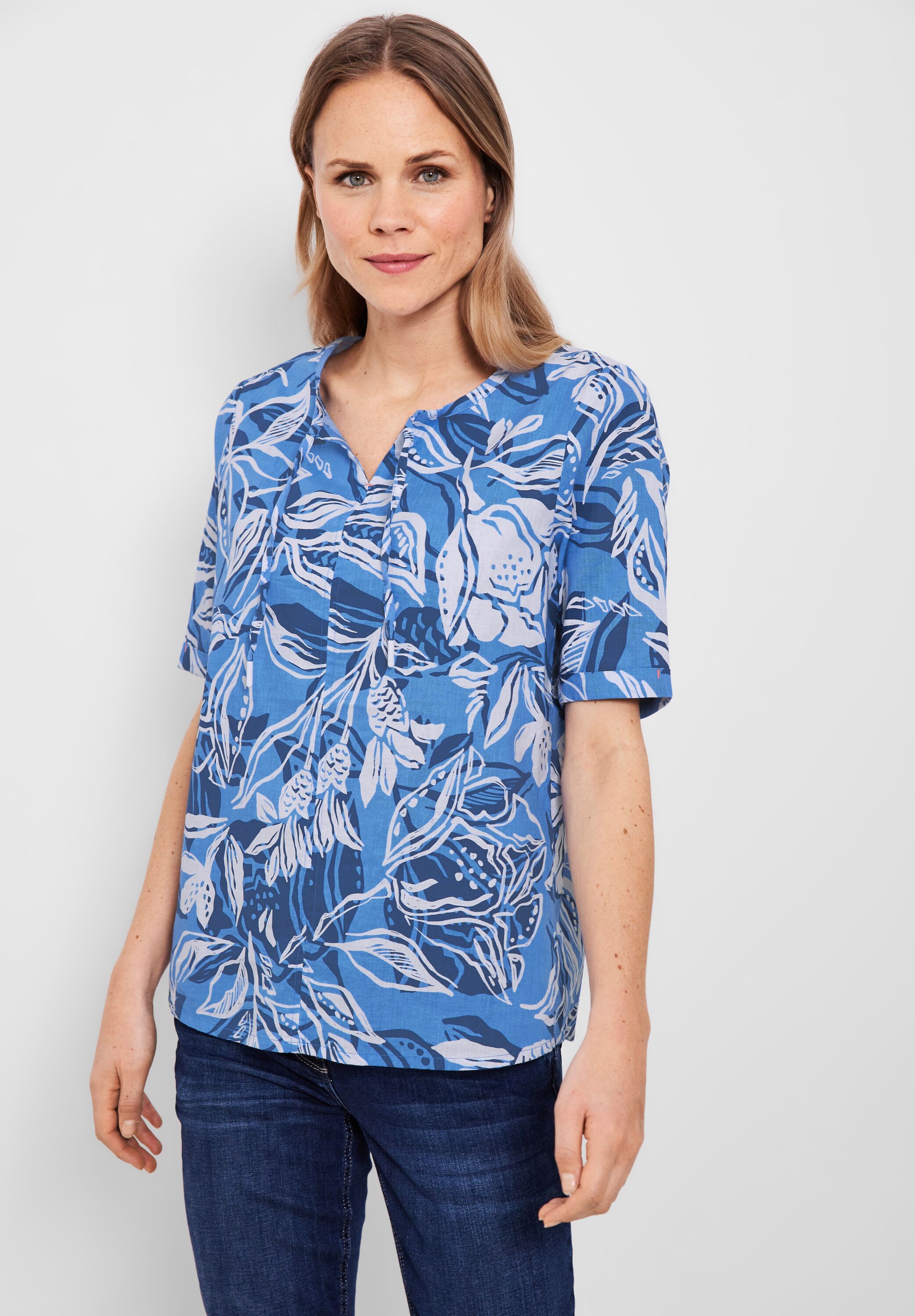 Leinenbluse mit Tunikaband